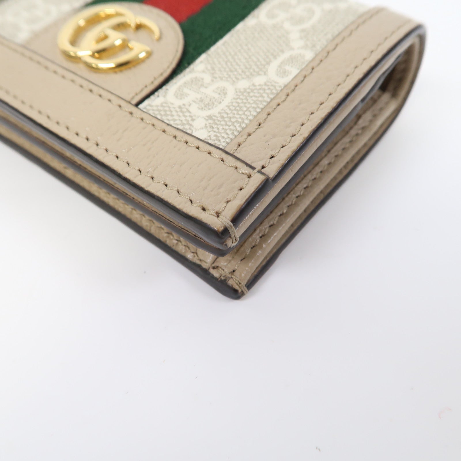 GUCCI 塗層帆布Ophidia GG Wallet金扣錢包米色/白色