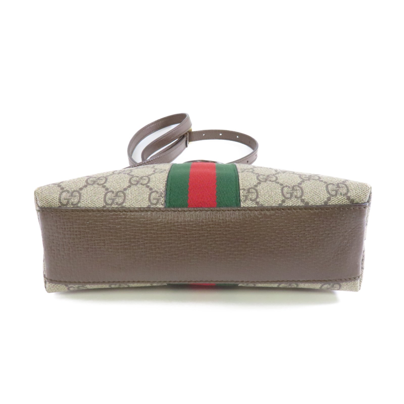 GUCCI 塗層帆布Shoulder Bag金扣肩背袋棕色