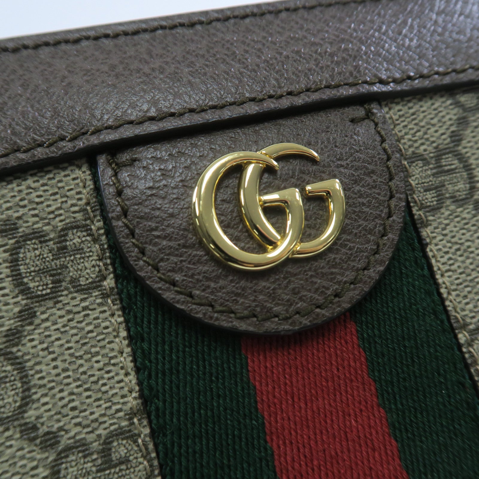 GUCCI 塗層帆布Ophidia金扣鏈帶肩背袋啡色