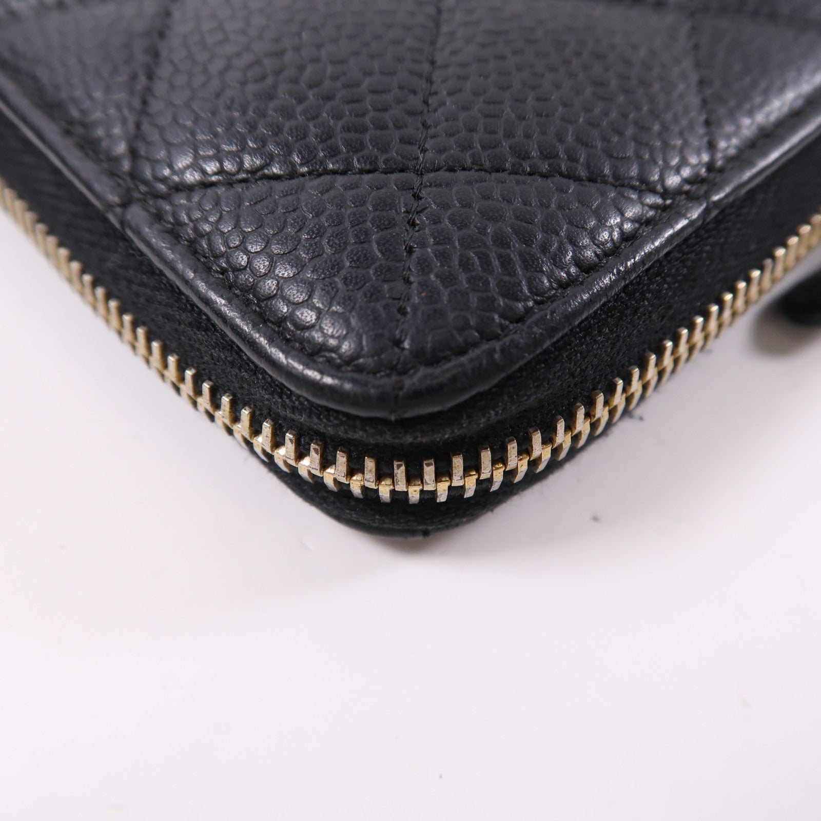 CHANEL 牛皮皮革Zipper Long Wallet金扣長錢包黑色
