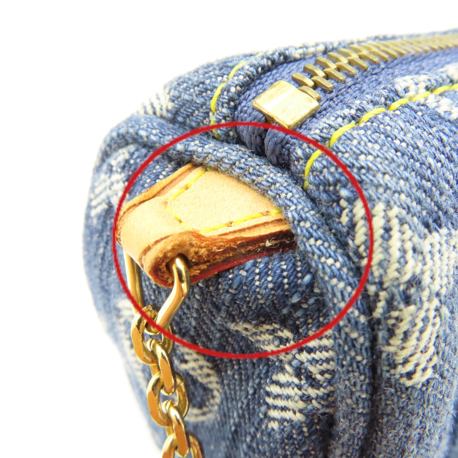 LOUIS VUITTON Monogram Denim Trousse Speedy Pouch Charm金扣掛飾藍色