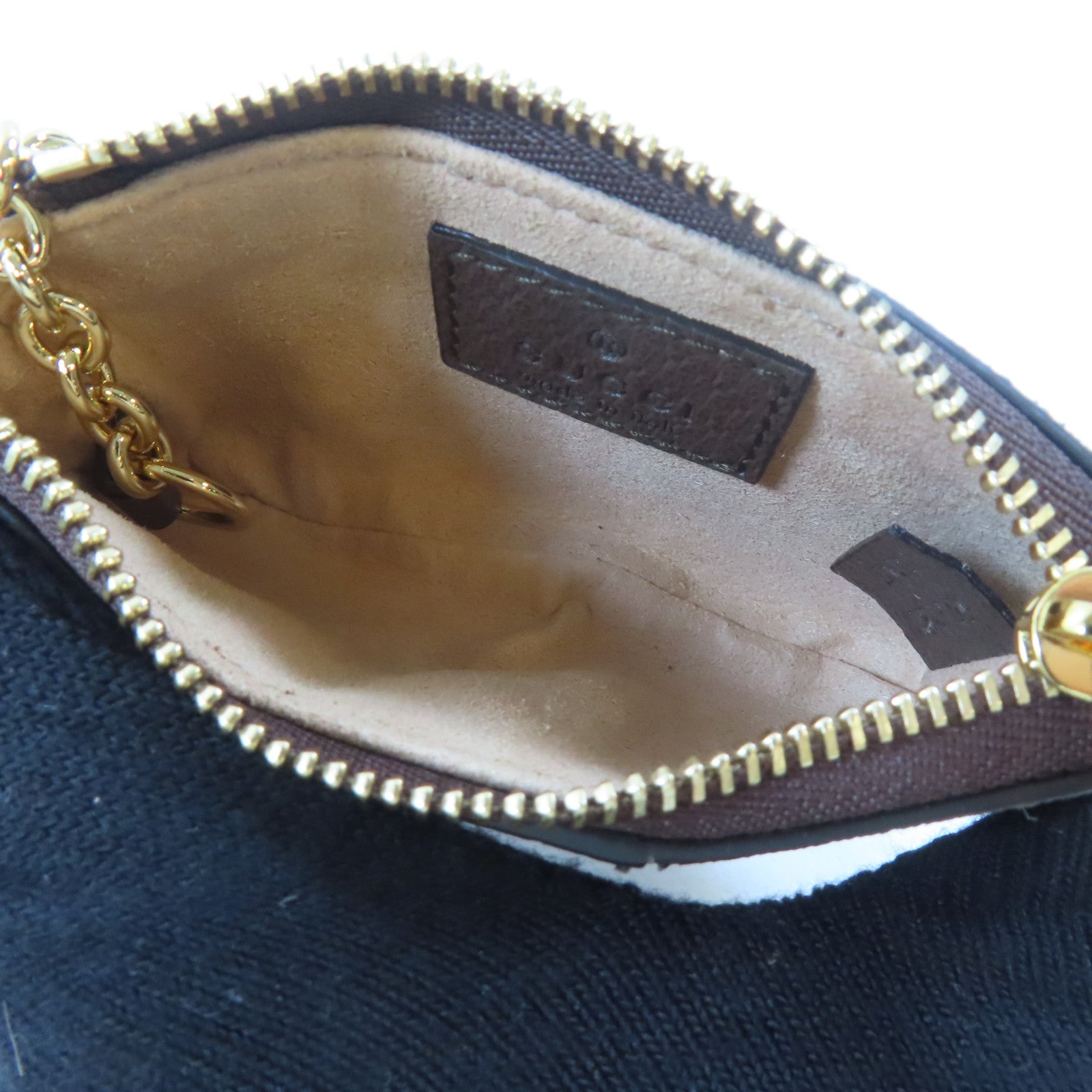 GUCCI 塗層帆布Ophidia Coin Key Case金扣零錢鎖匙包啡色