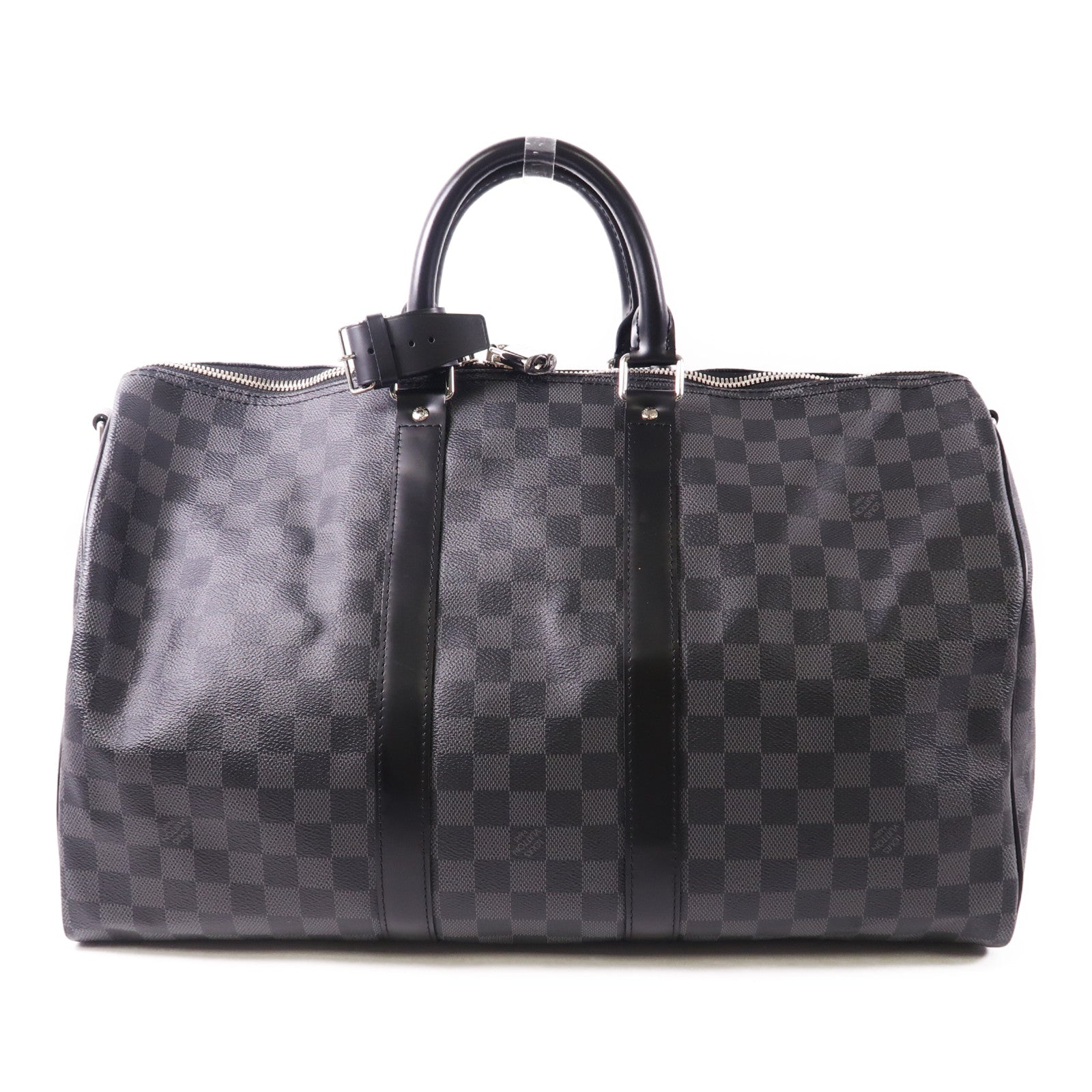 LOUIS VUITTON Damier Graphite Keepall 45 Bandouliere銀扣手挽肩背兩用袋