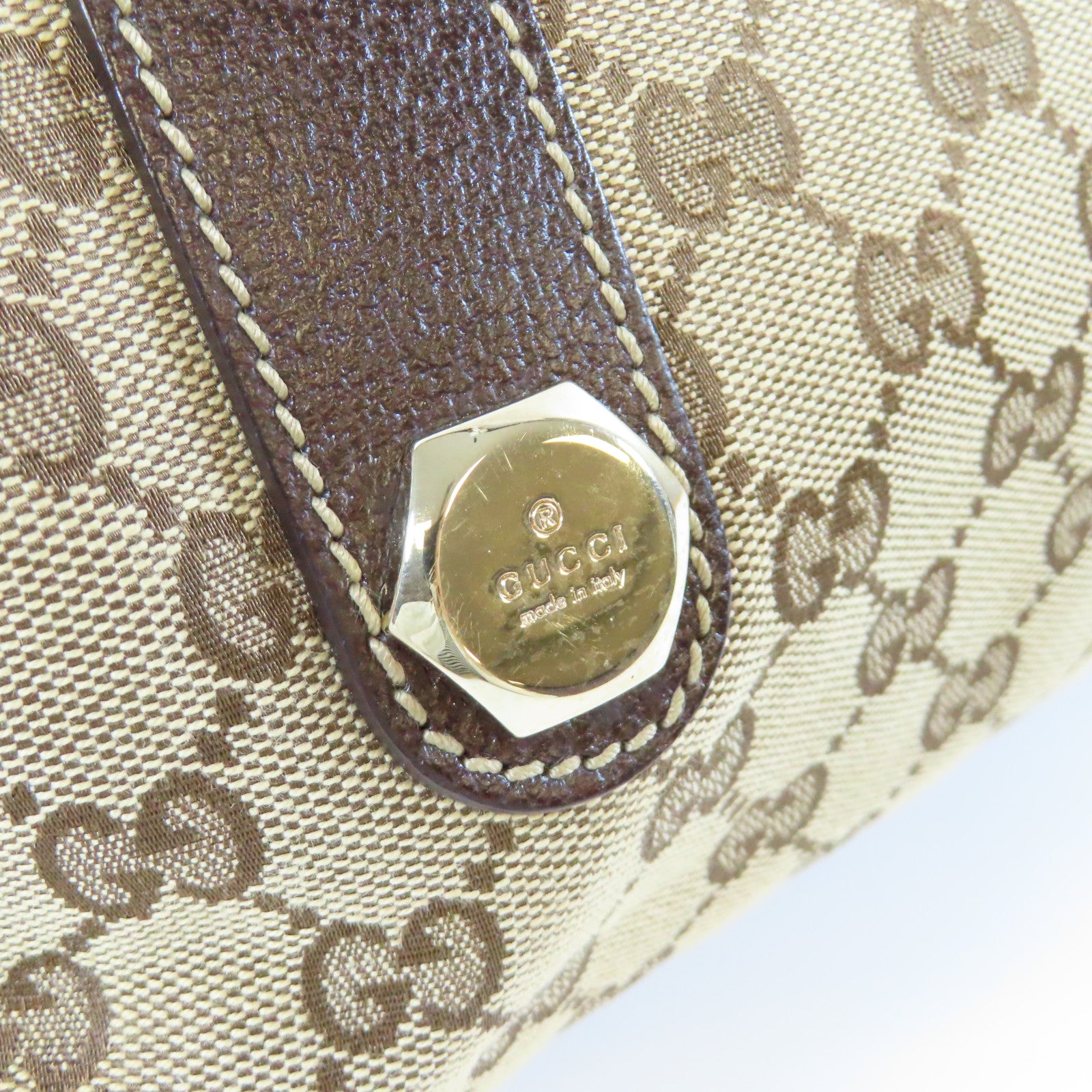 GUCCI 帆布Shoulder Bag金扣肩背袋啡色