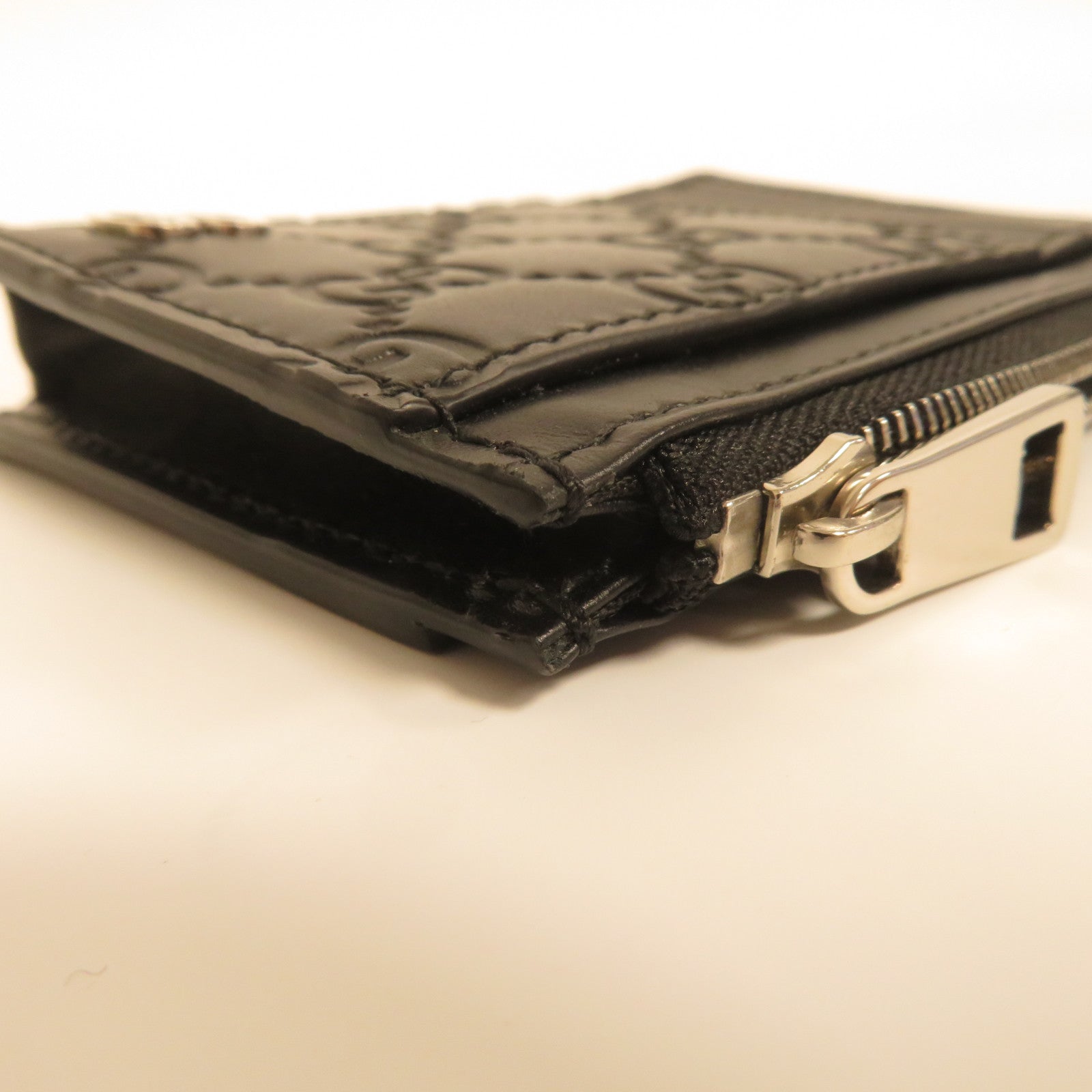 GUCCI 【激減優惠】牛皮皮革Card Case銀扣卡片套黑色