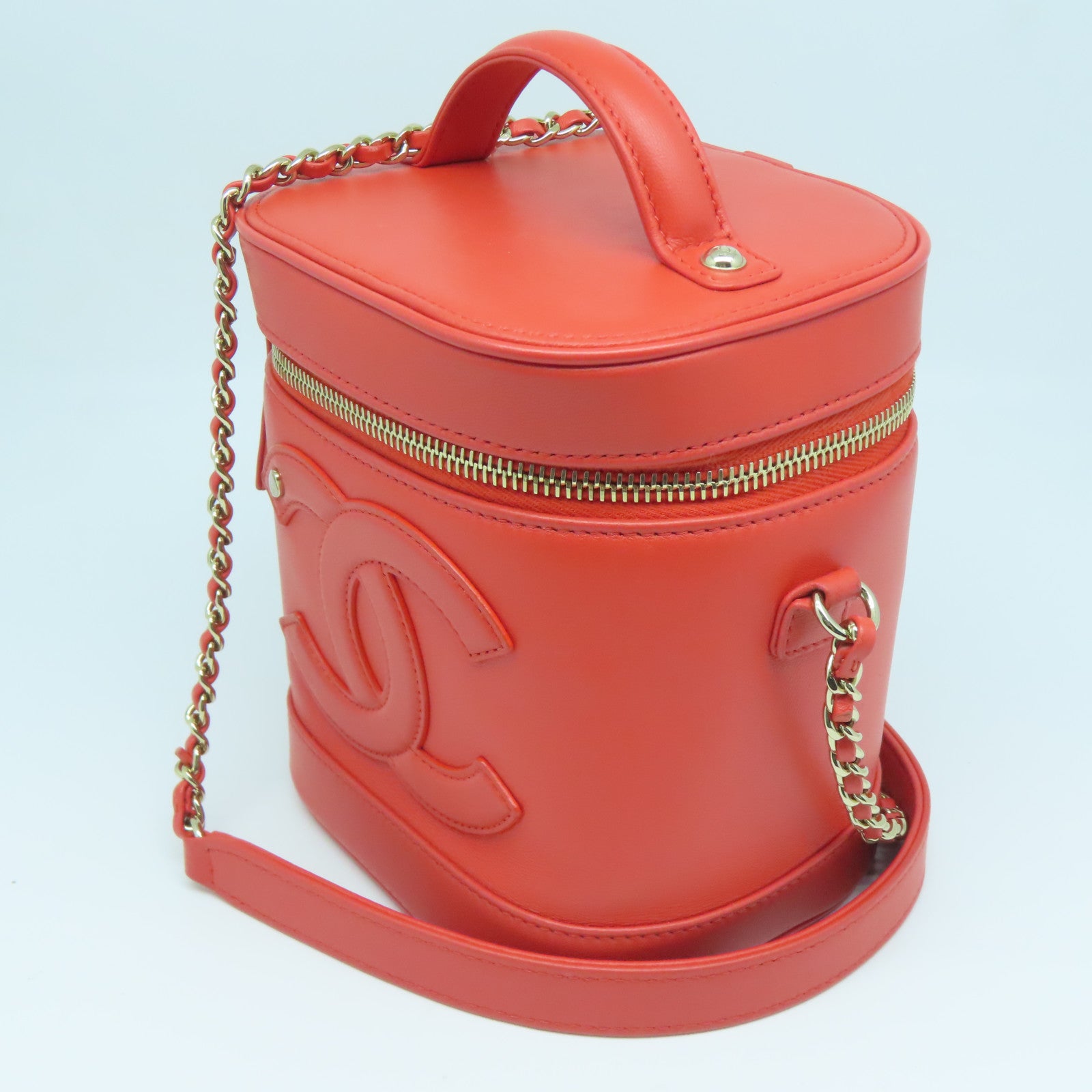 CHANEL 羊皮皮革2way Shoulder Bag金扣手挽肩背两用袋橙色