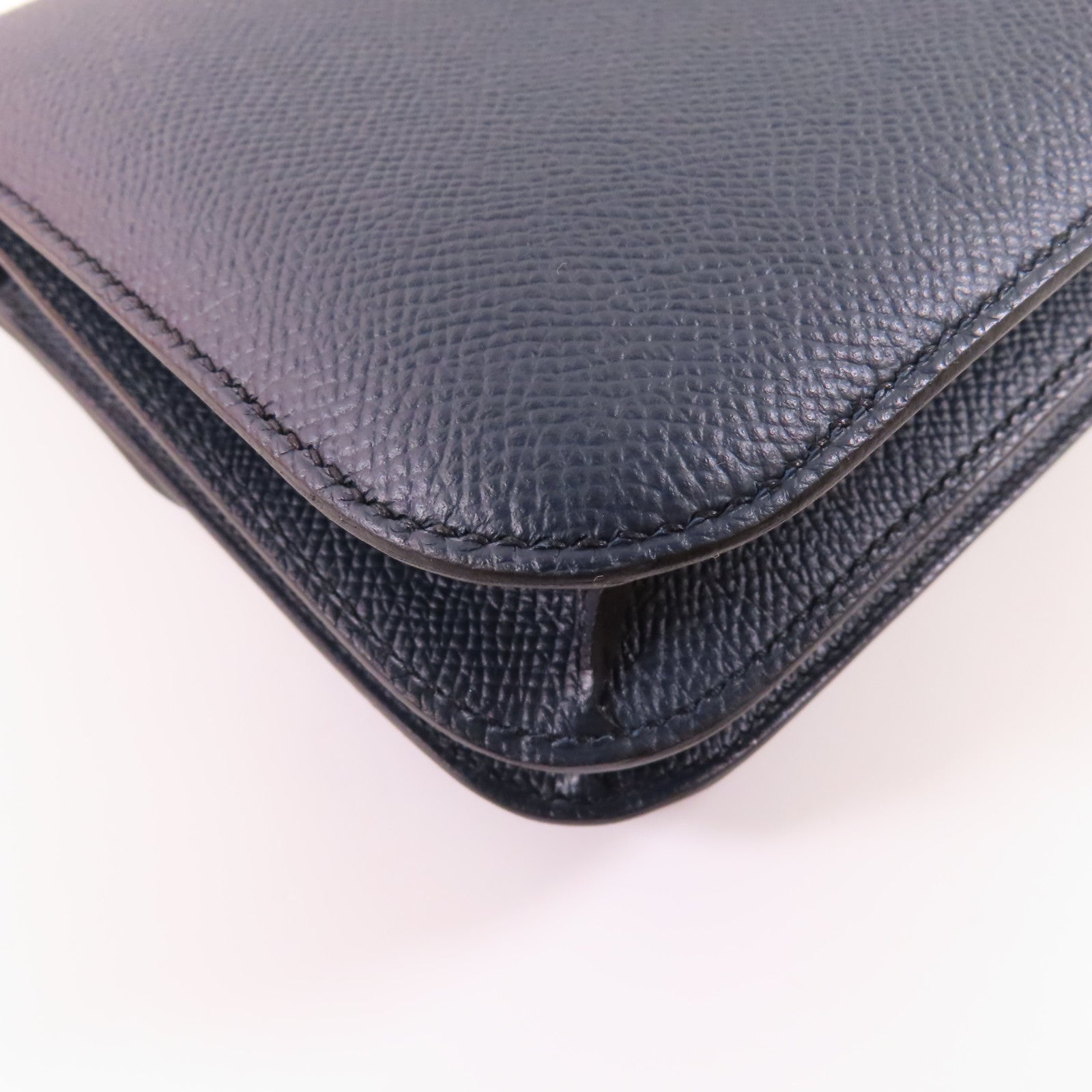 HERMES Epsom皮革Constance Mini 銀扣肩背袋Blue Indigo