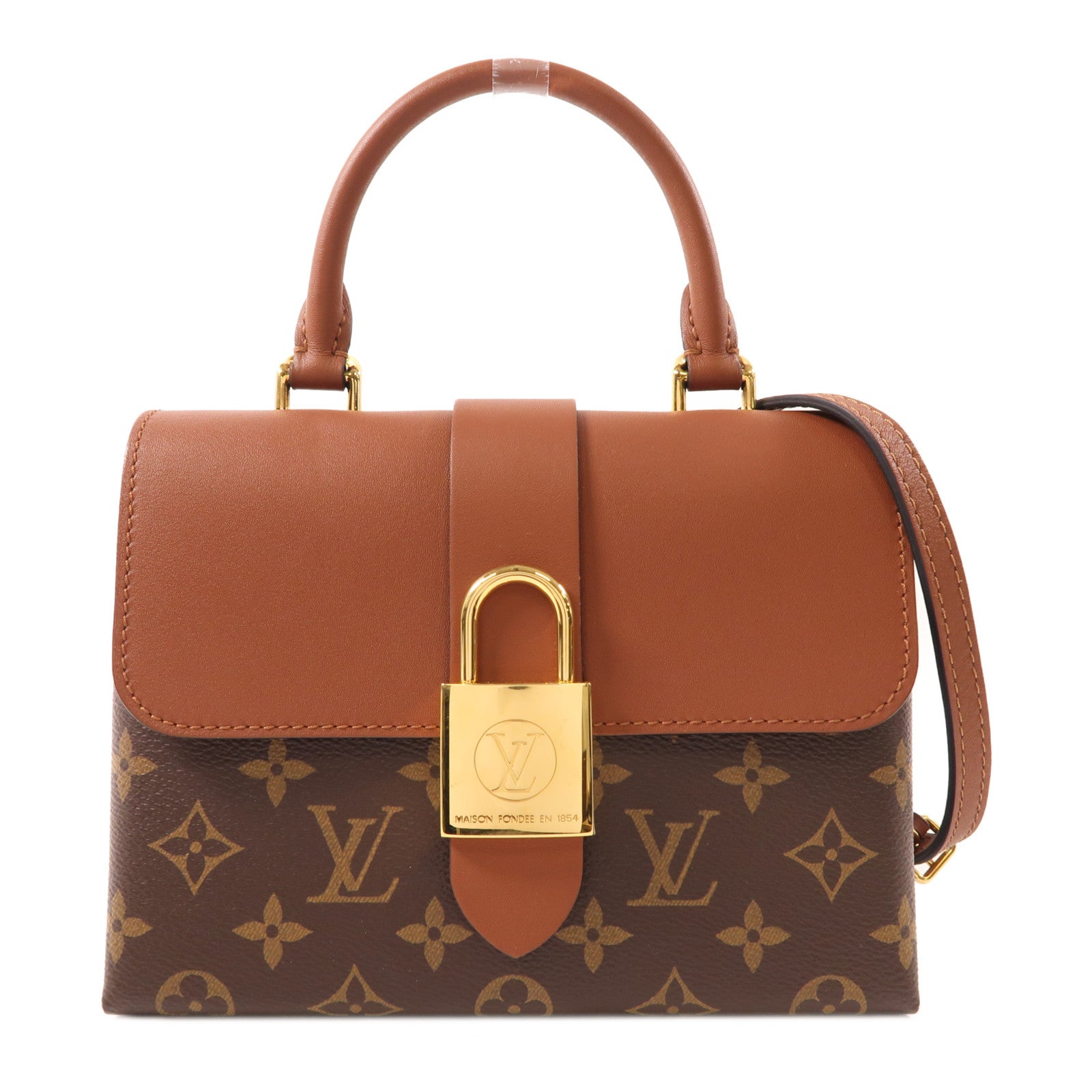 LOUIS VUITTON Monogram Locky BB金扣手挽肩背兩用袋棕色