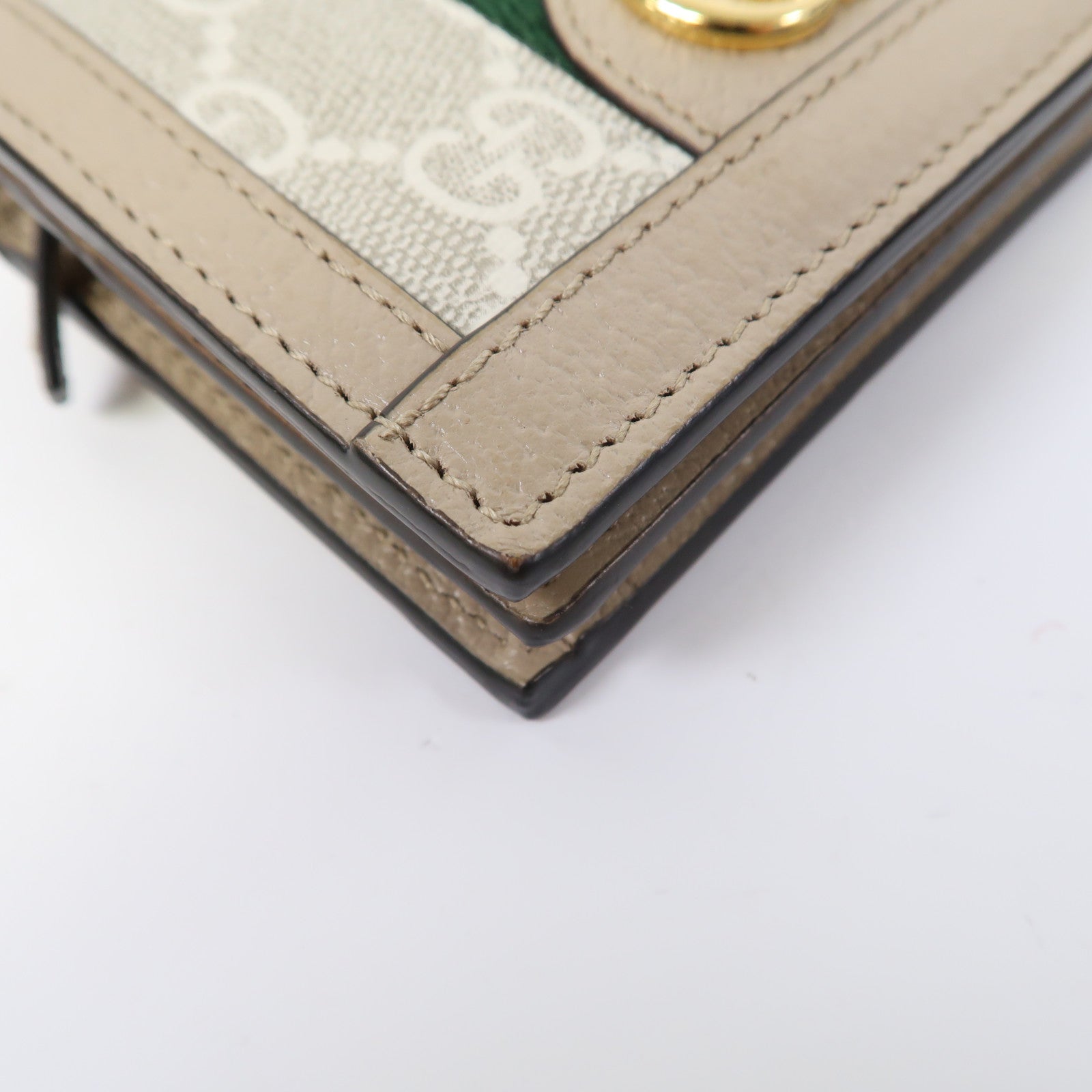 GUCCI 塗層帆布Ophidia GG Wallet金扣錢包米色/白色