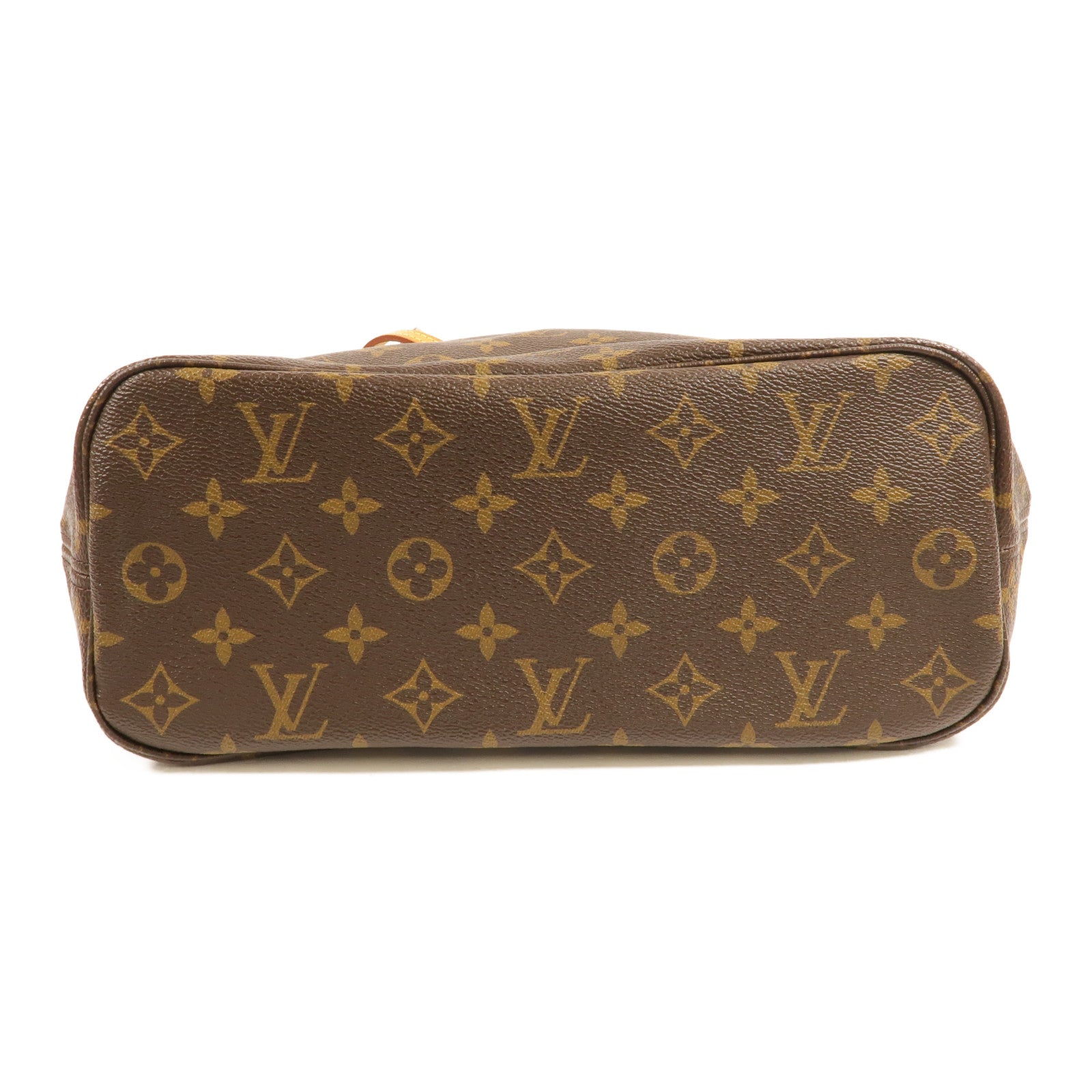 LOUIS VUITTON Monogram Neverfull PM金扣手挽袋棕色