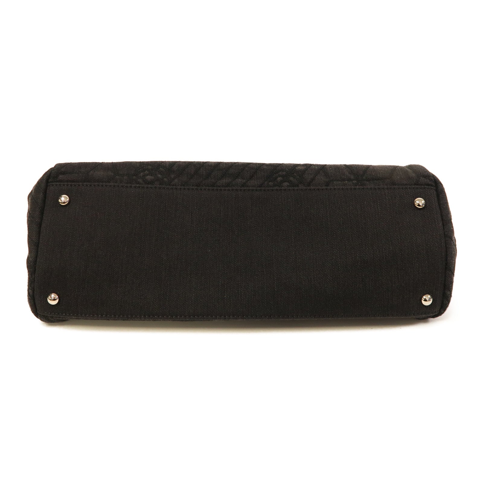 CHANEL 帆布Shoulder Bag銀扣肩背袋黑色