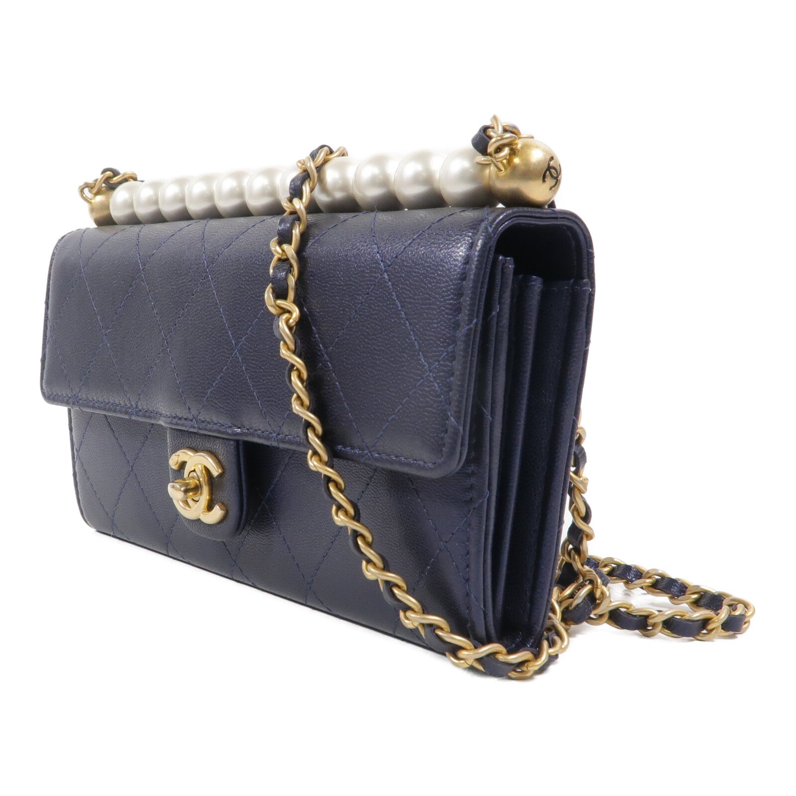CHANEL 牛皮皮革Chic Pearl Wallet On Chain鏈帶肩背袋