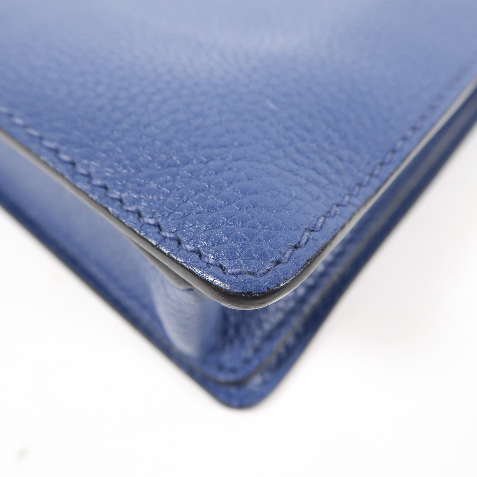 PRADA 牛皮皮革Clutch Bag銀扣手拿包藍色
