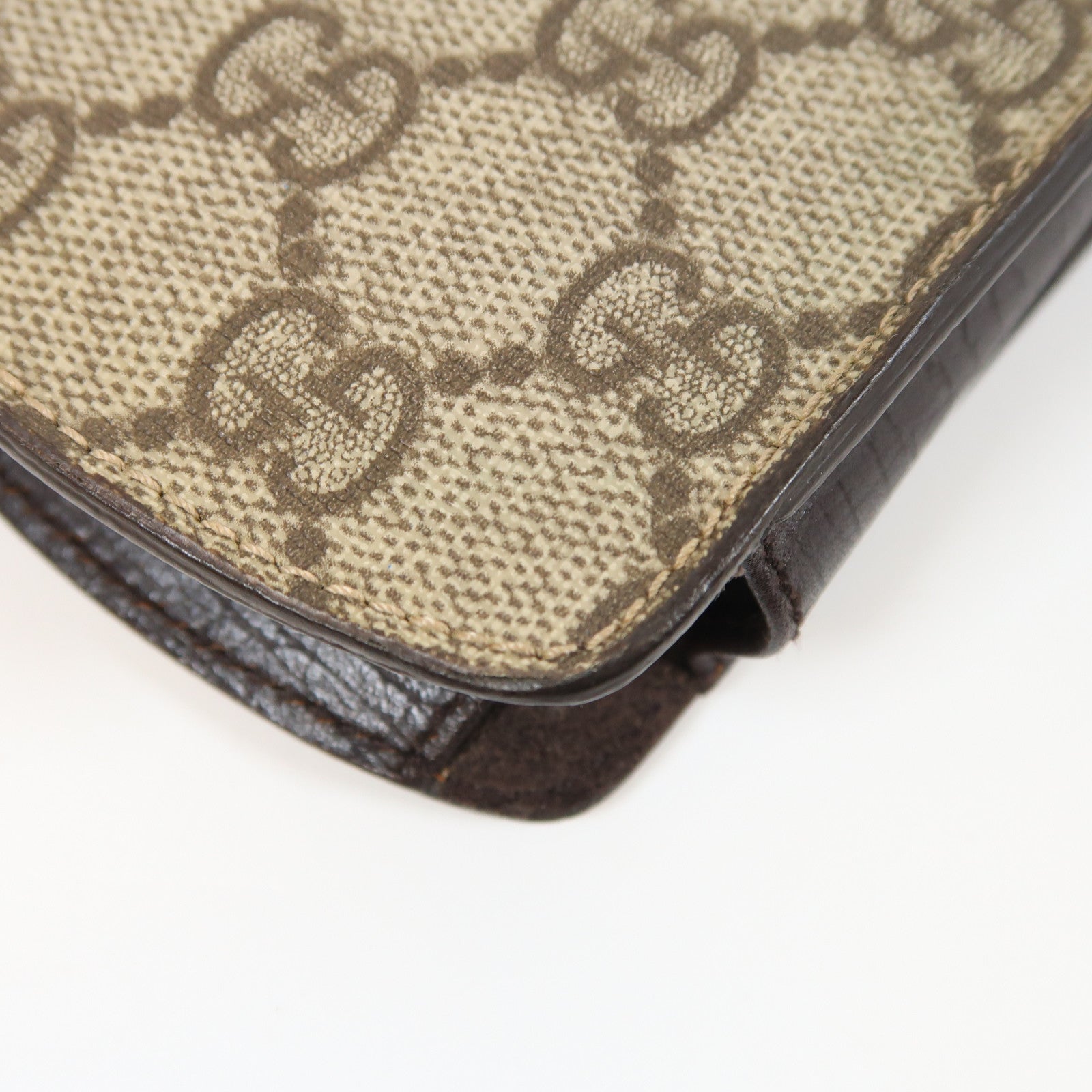 GUCCI 塗層帆布Phone Holder銀扣手機套棕色