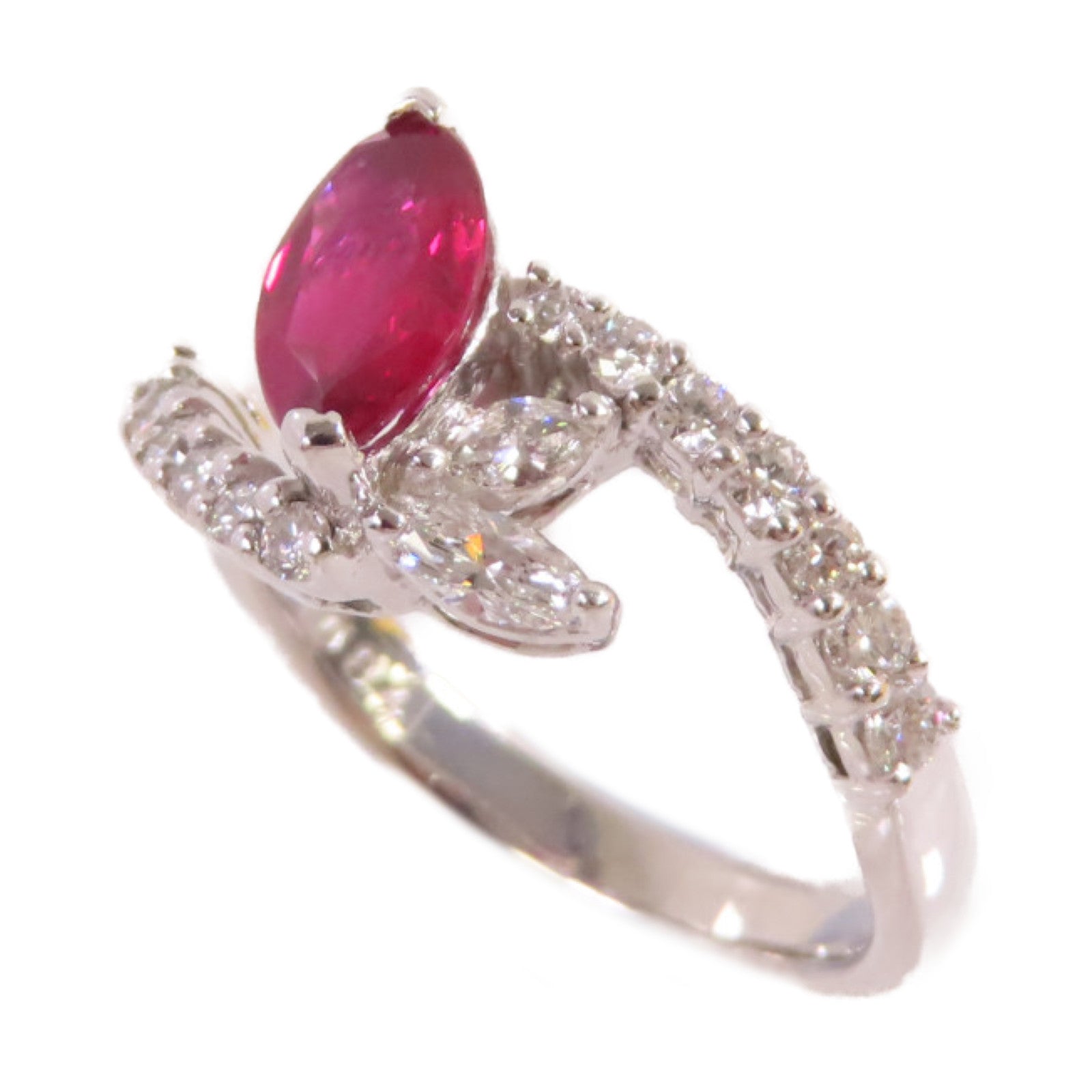 JEWELRY 18K白金/0.84ct紅寶石/0.48ct鑽石Ruby Ring戒指US#5.5