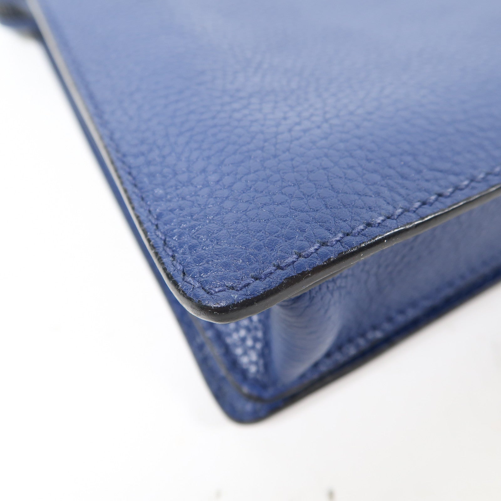 PRADA 牛皮皮革Clutch Bag銀扣手拿包藍色