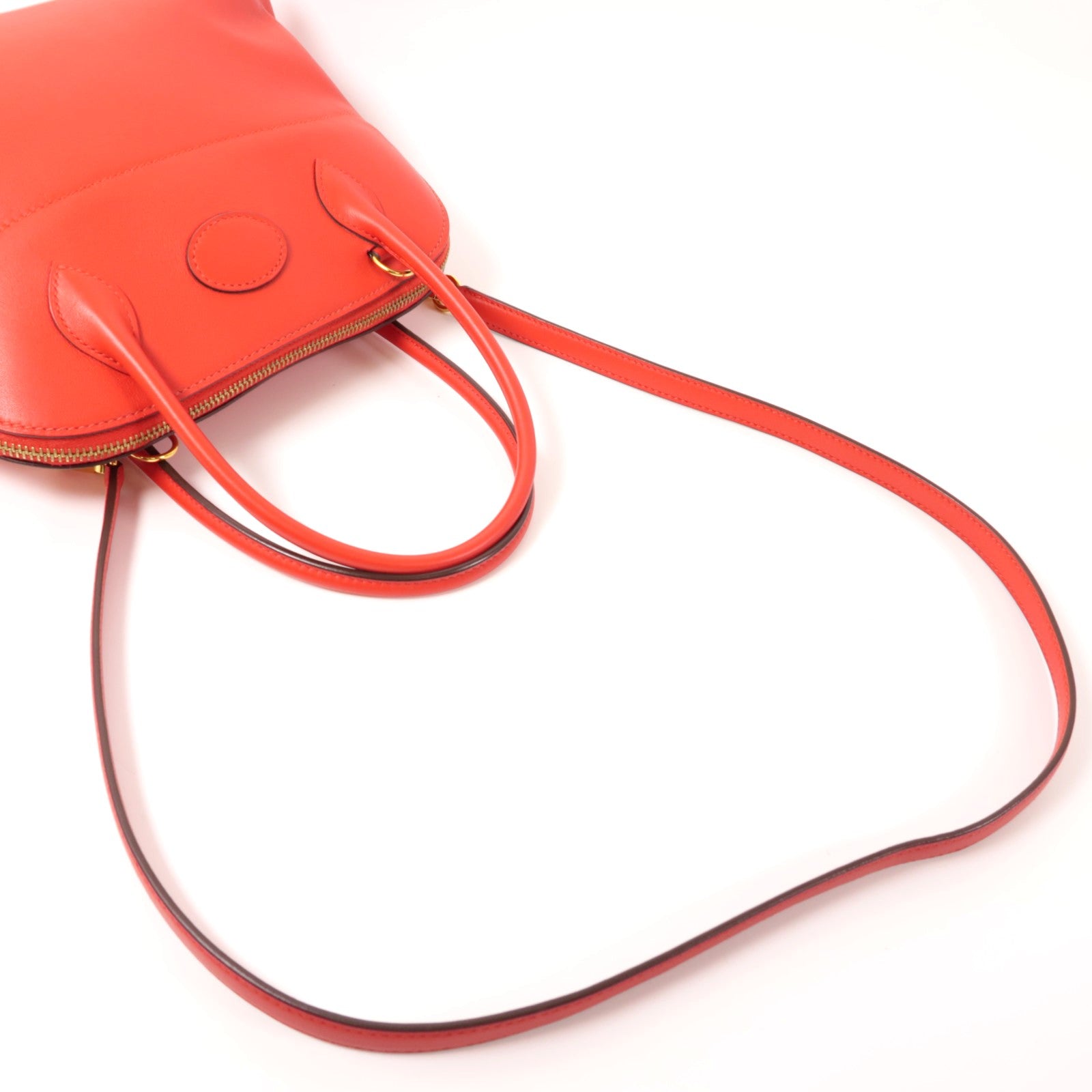 HERMES GHW Bolide 27 2 Way Shoulder Bag Handbag Swift Leather Rouge Tomate/Red