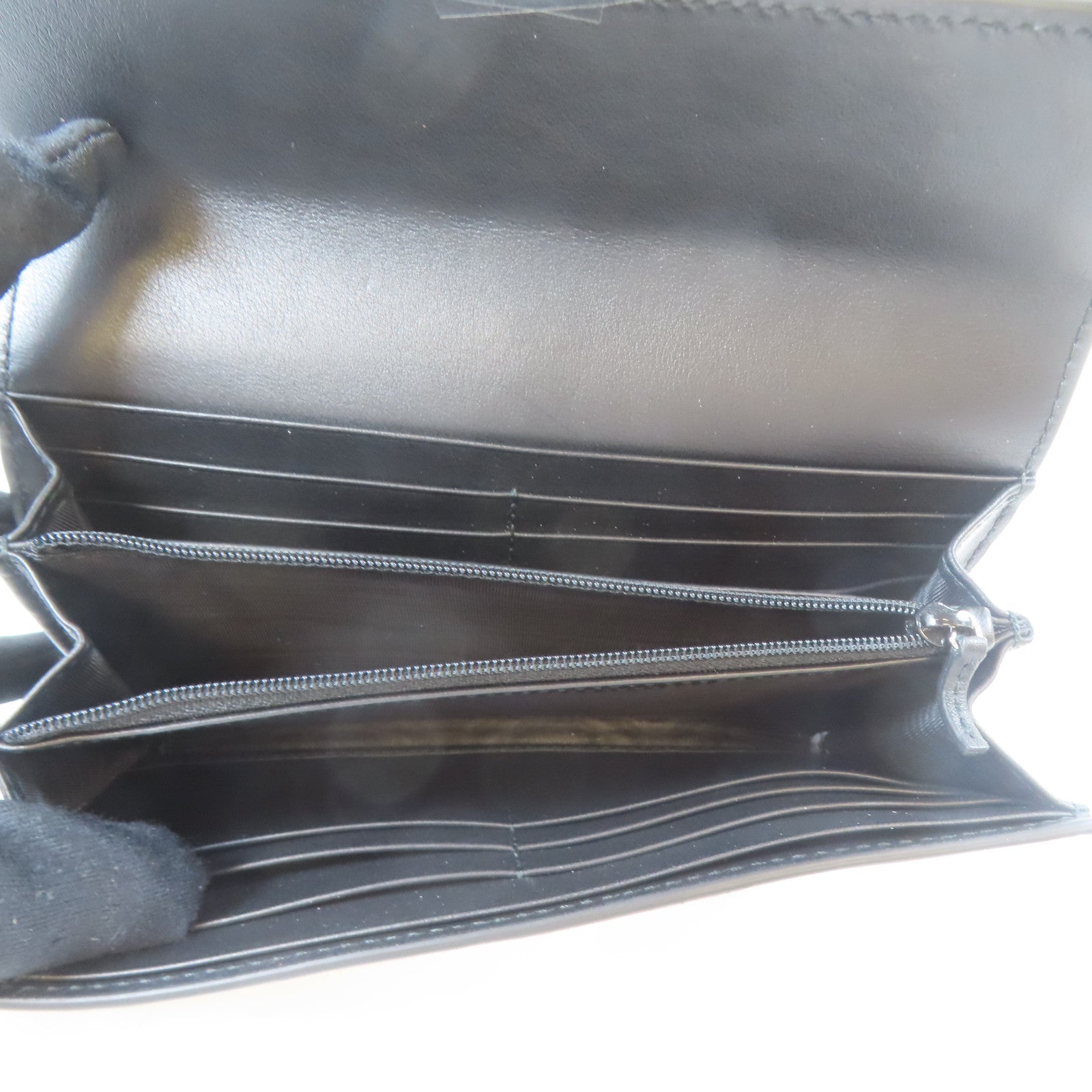 GUCCI 牛皮皮革Long Wallet銀扣長錢包黑色