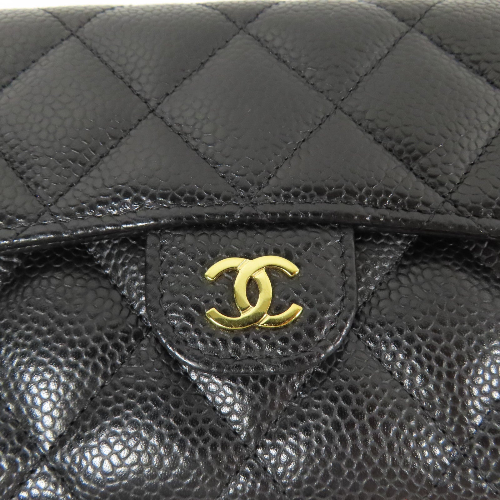 CHANEL 牛皮皮革Long Wallet金扣長錢包