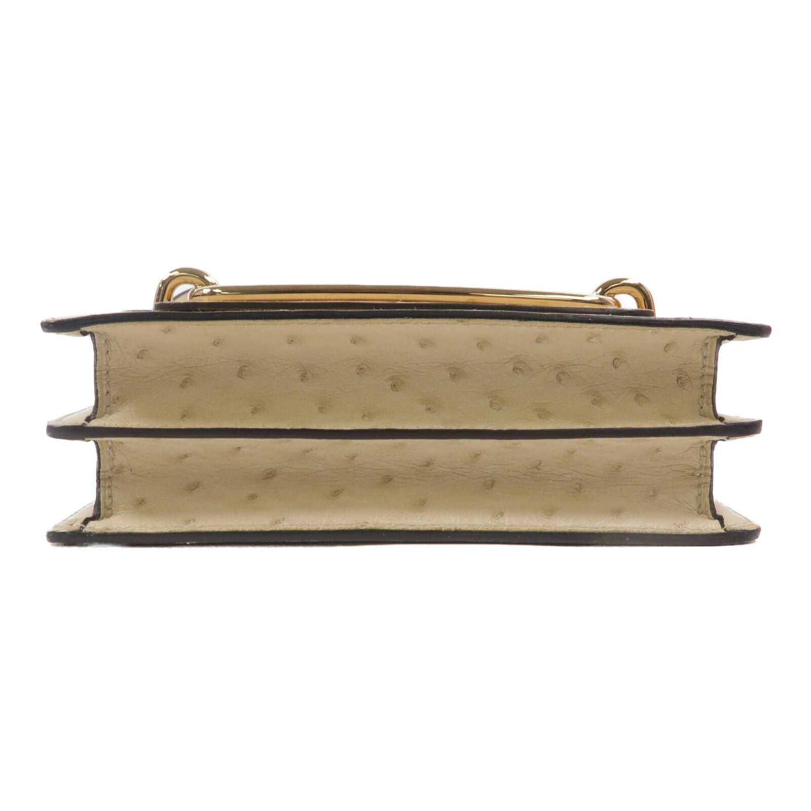 HERMES Ostrich皮革Roulis Mini肩背袋Nata