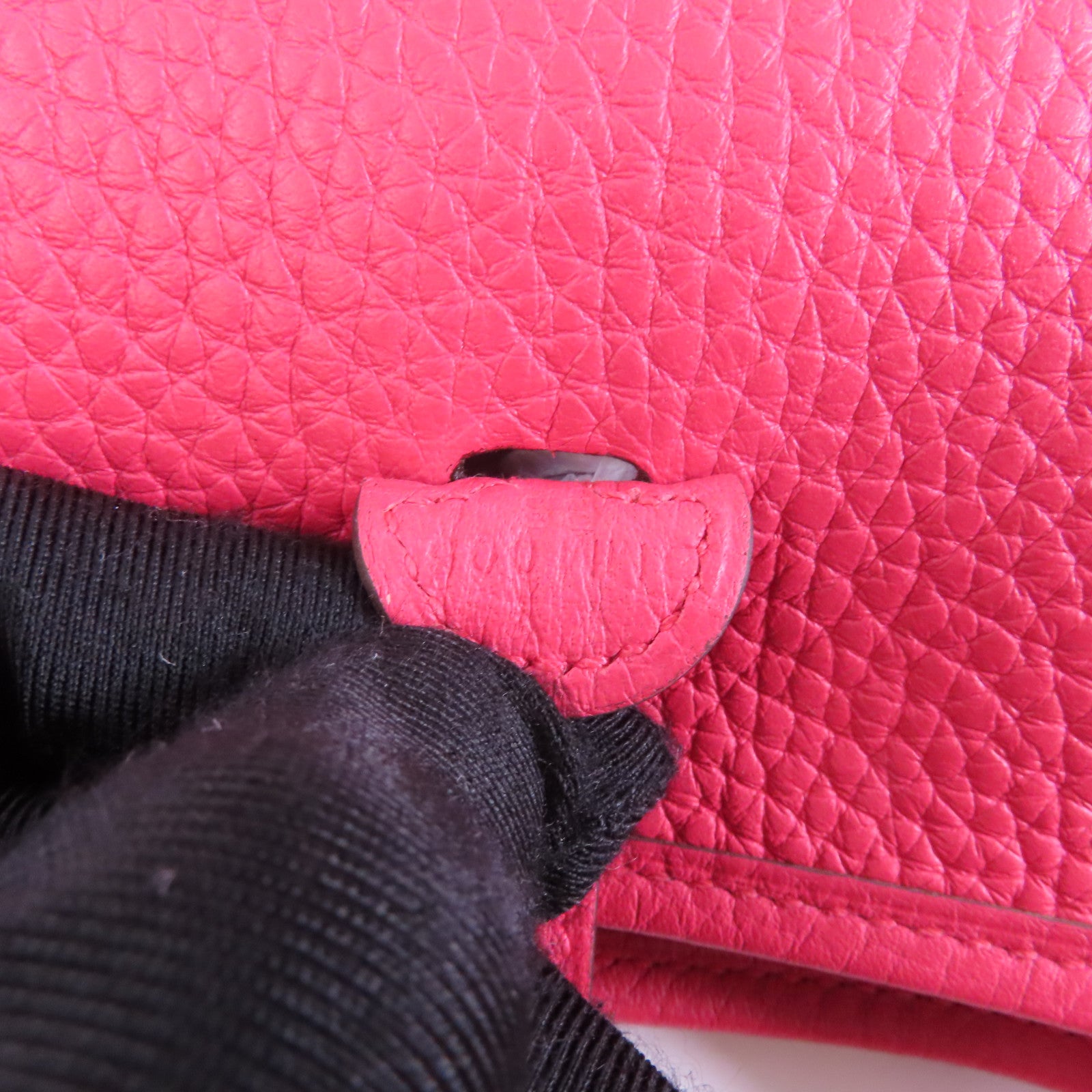 HERMES Clemence皮革Evelyne TPM銀扣肩背袋Rose Extreme/粉紅色