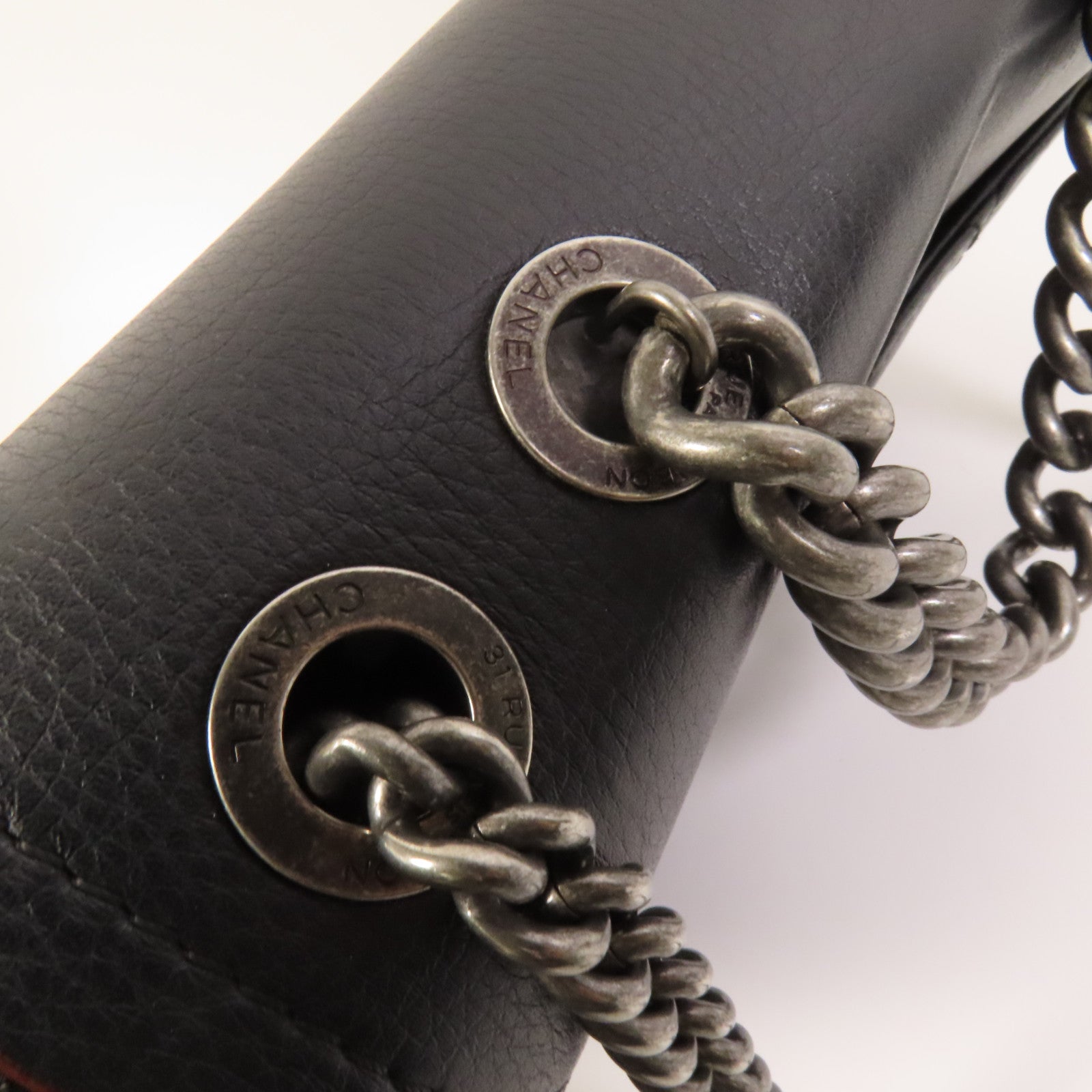 CHANEL 牛皮皮革2 Way Shoulder銀扣手挽肩背兩用袋
