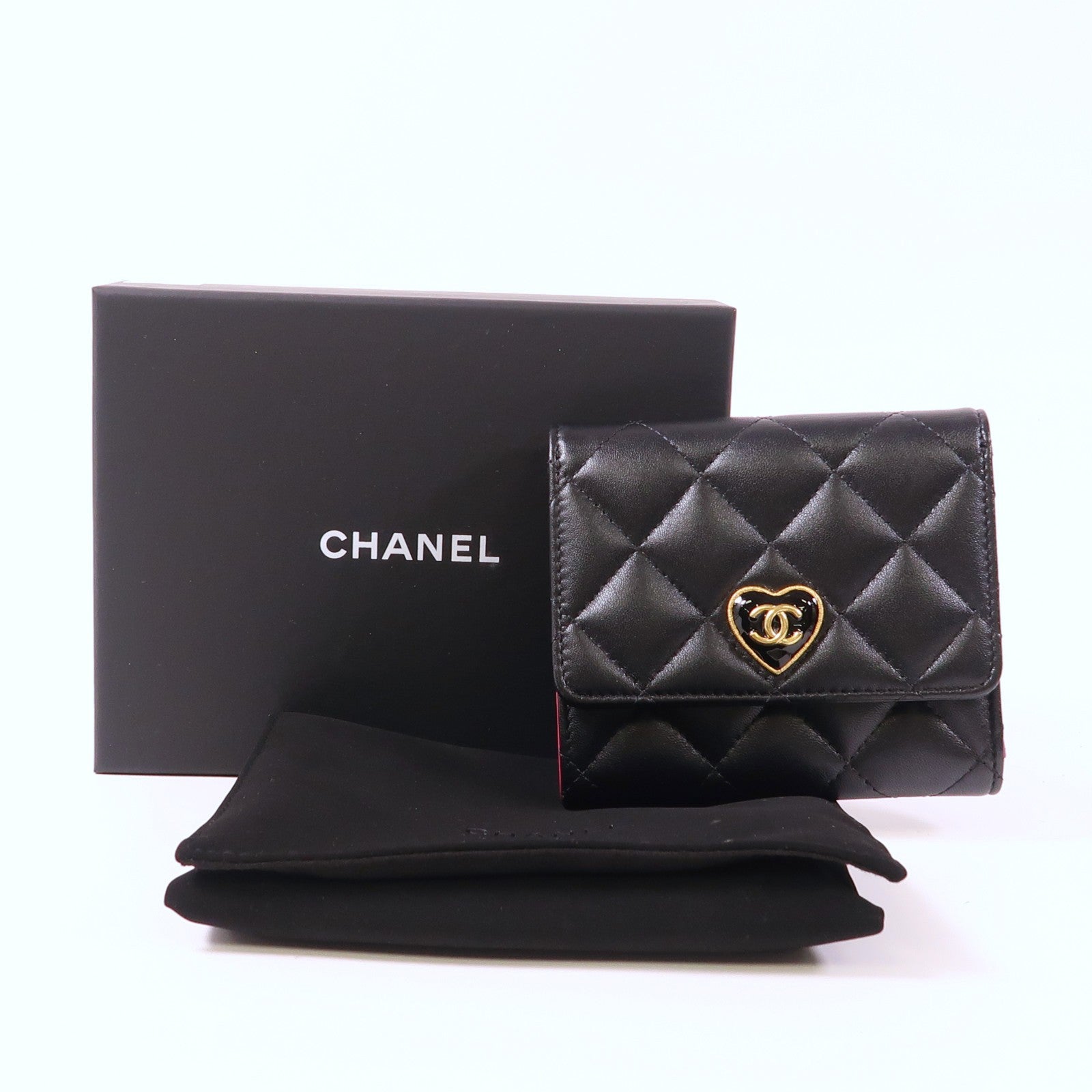 CHANEL 羊皮皮革Wallet金扣錢包