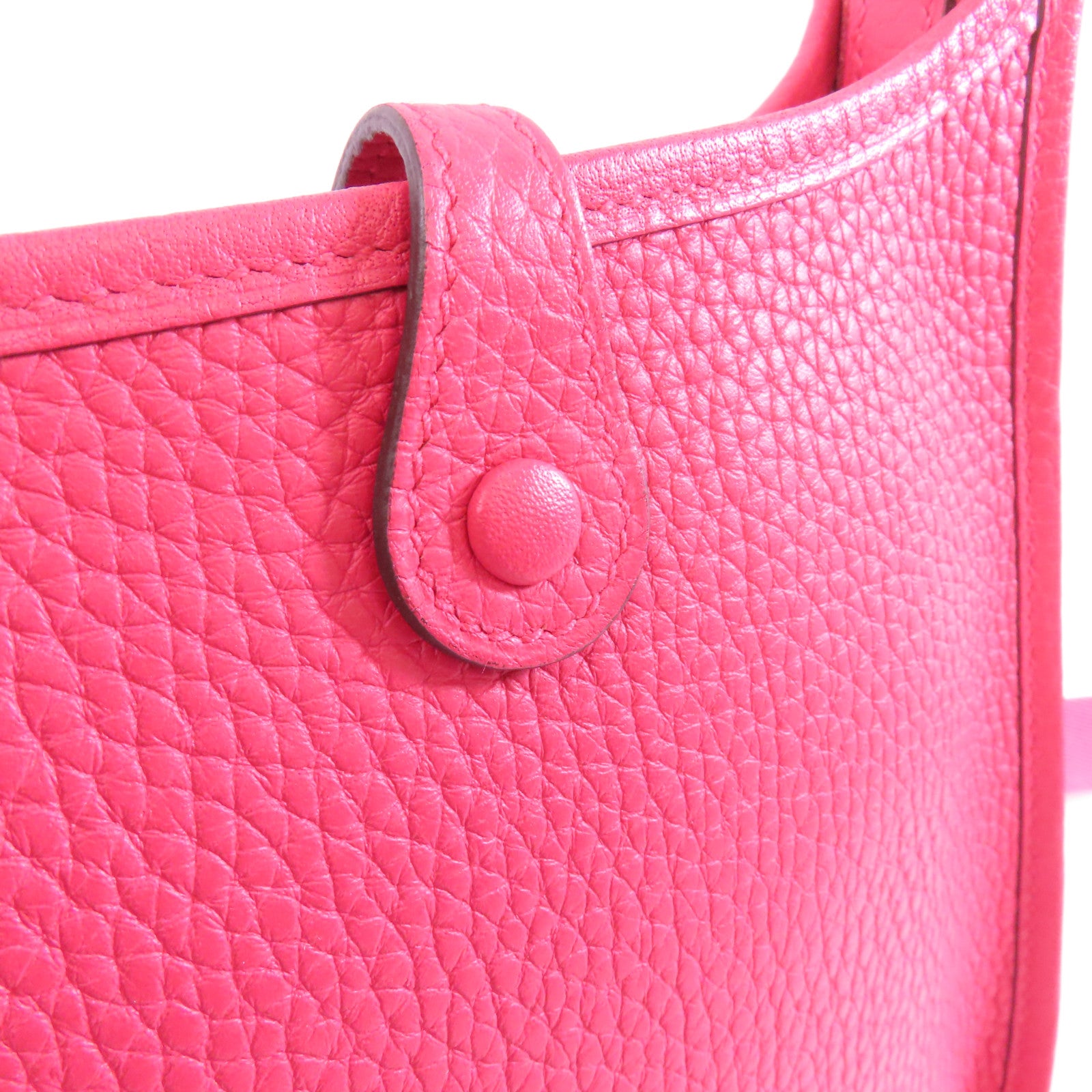 HERMES Clemence皮革Evelyne TPM銀扣肩背袋Rose Extreme/粉紅色
