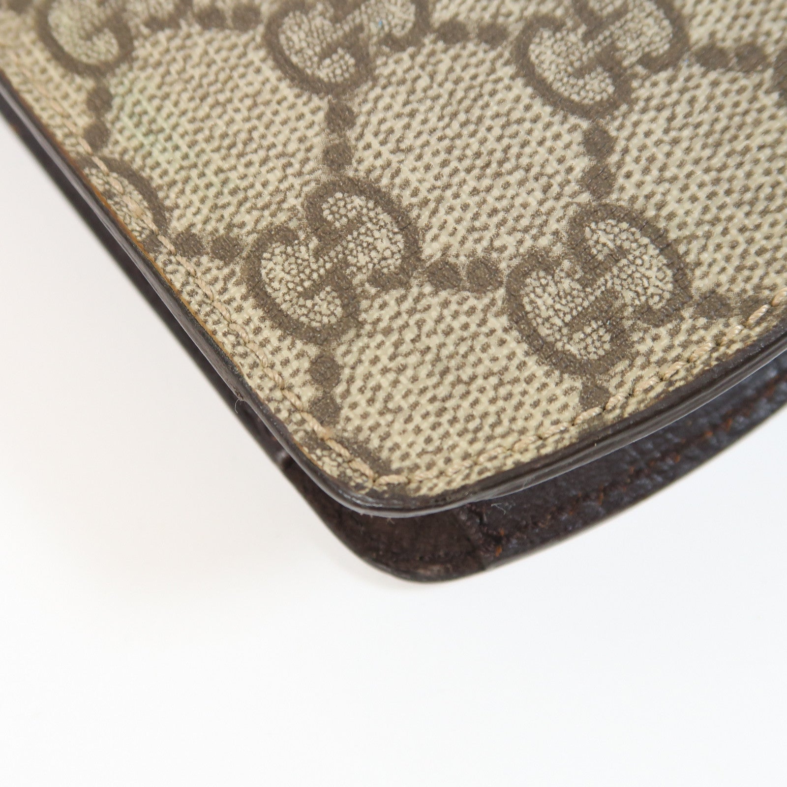 GUCCI 塗層帆布Phone Holder銀扣手機套棕色