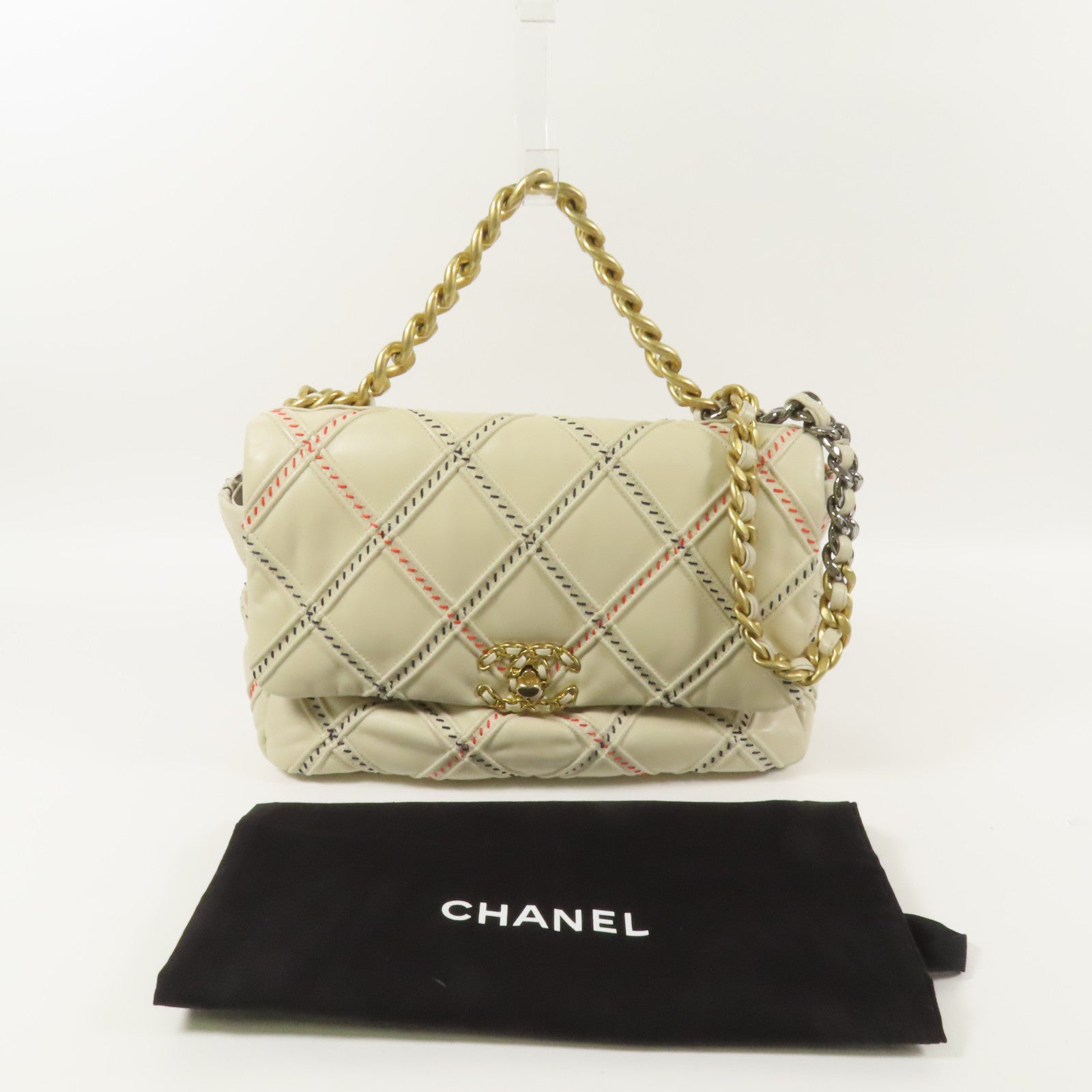 CHANEL 羊皮皮革19 Medium鏈帶手挽肩背兩用袋