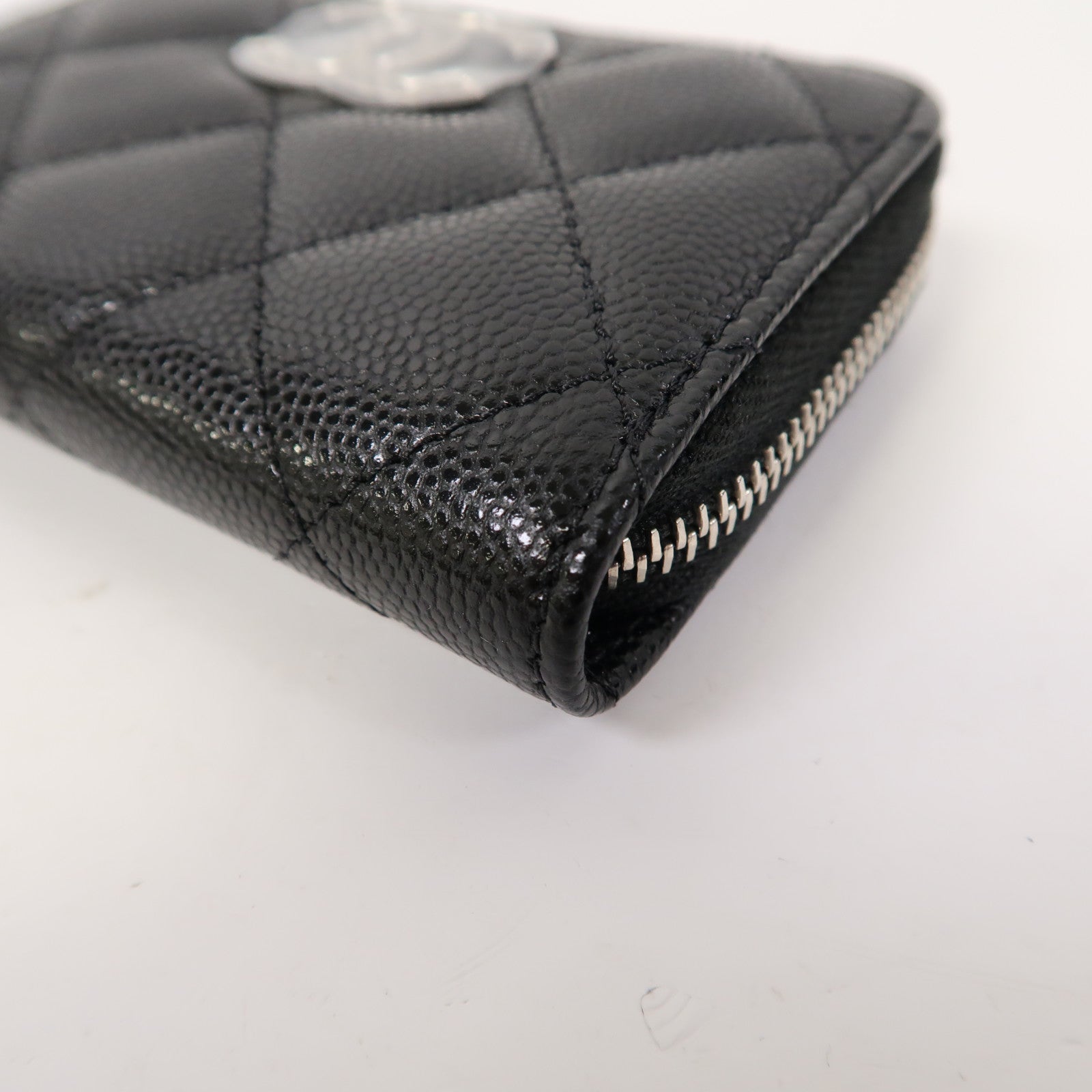 CHANEL Caviar皮革Card Case銀扣卡片套黑色