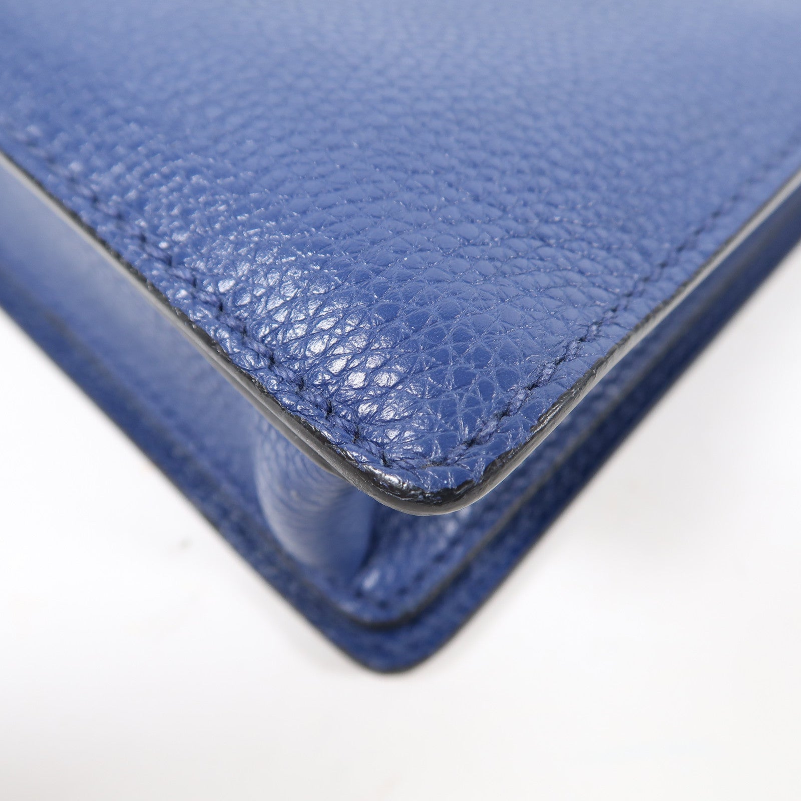 PRADA 牛皮皮革Clutch Bag銀扣手拿包藍色