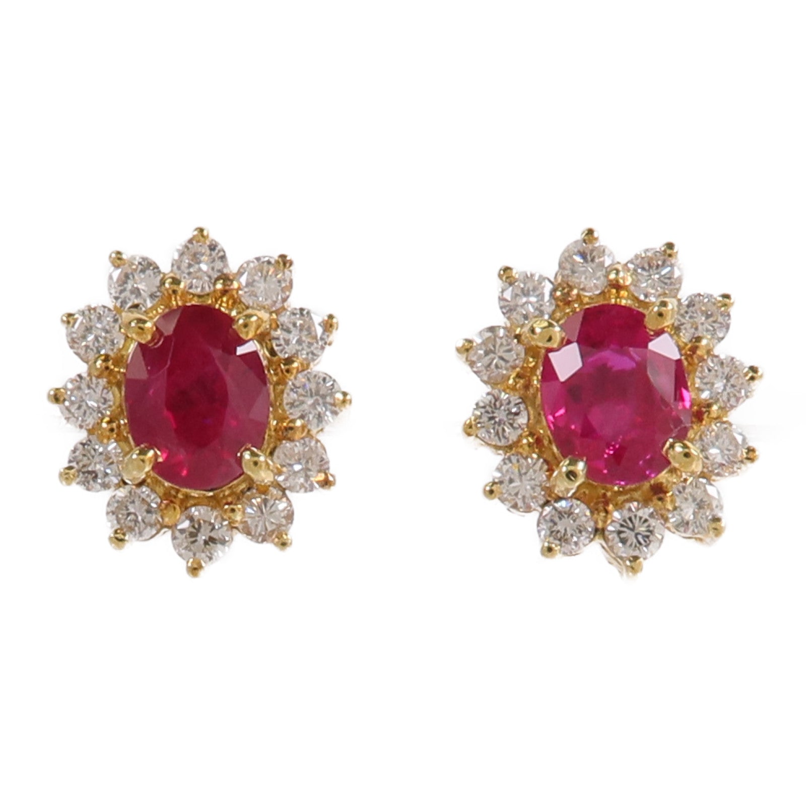 JEWELRY 18K黃金Diamond Ruby Earrings紅寶石鑽石耳環