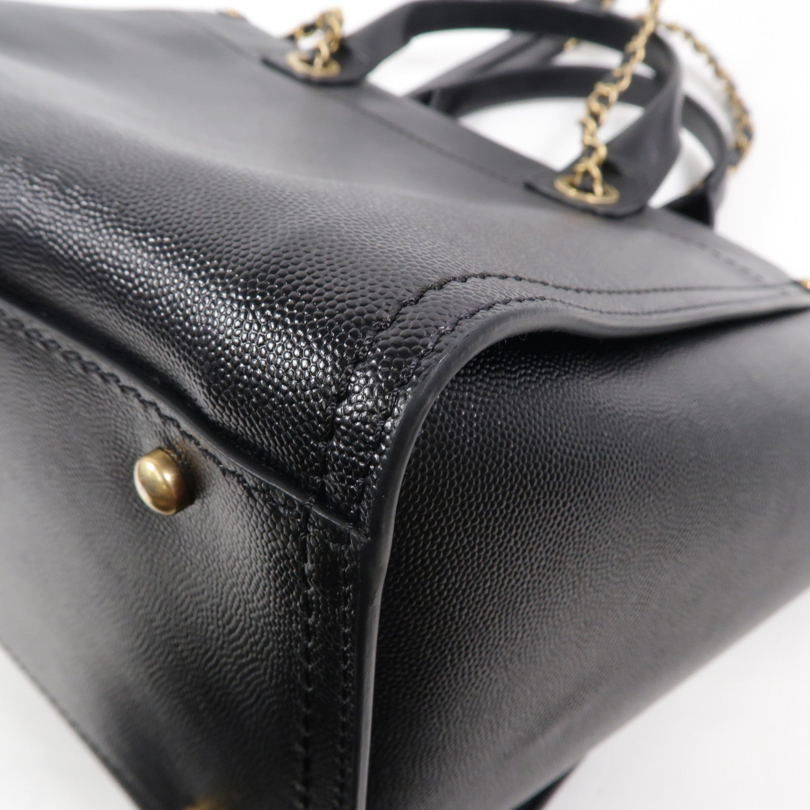 CHANEL 牛皮皮革Deauville Tote鏈帶手挽肩背兩用袋