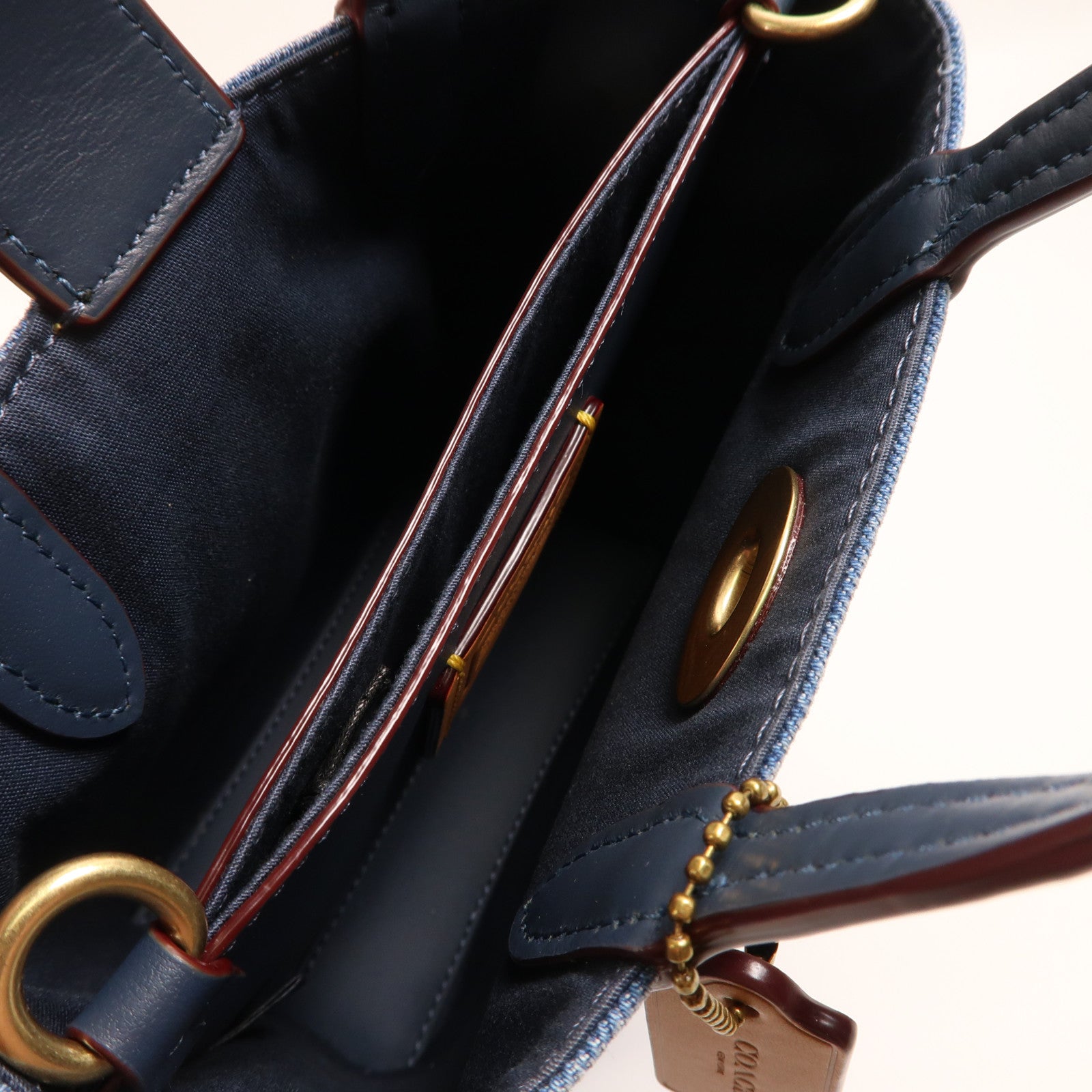 COACH 牛仔布2 Way Shoulder金扣手挽肩背兩用袋