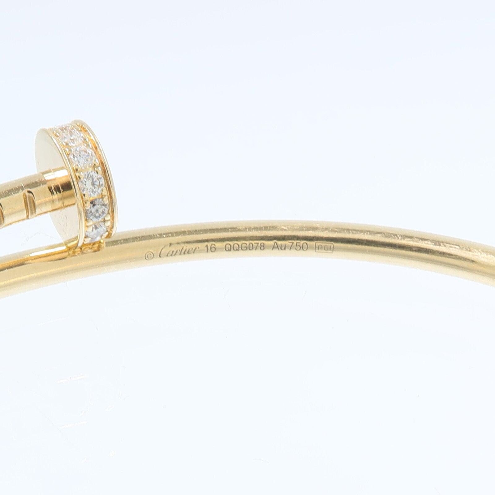 CARTIER 18K黃金Juste Un Clou Bracelet鑽石手鐲