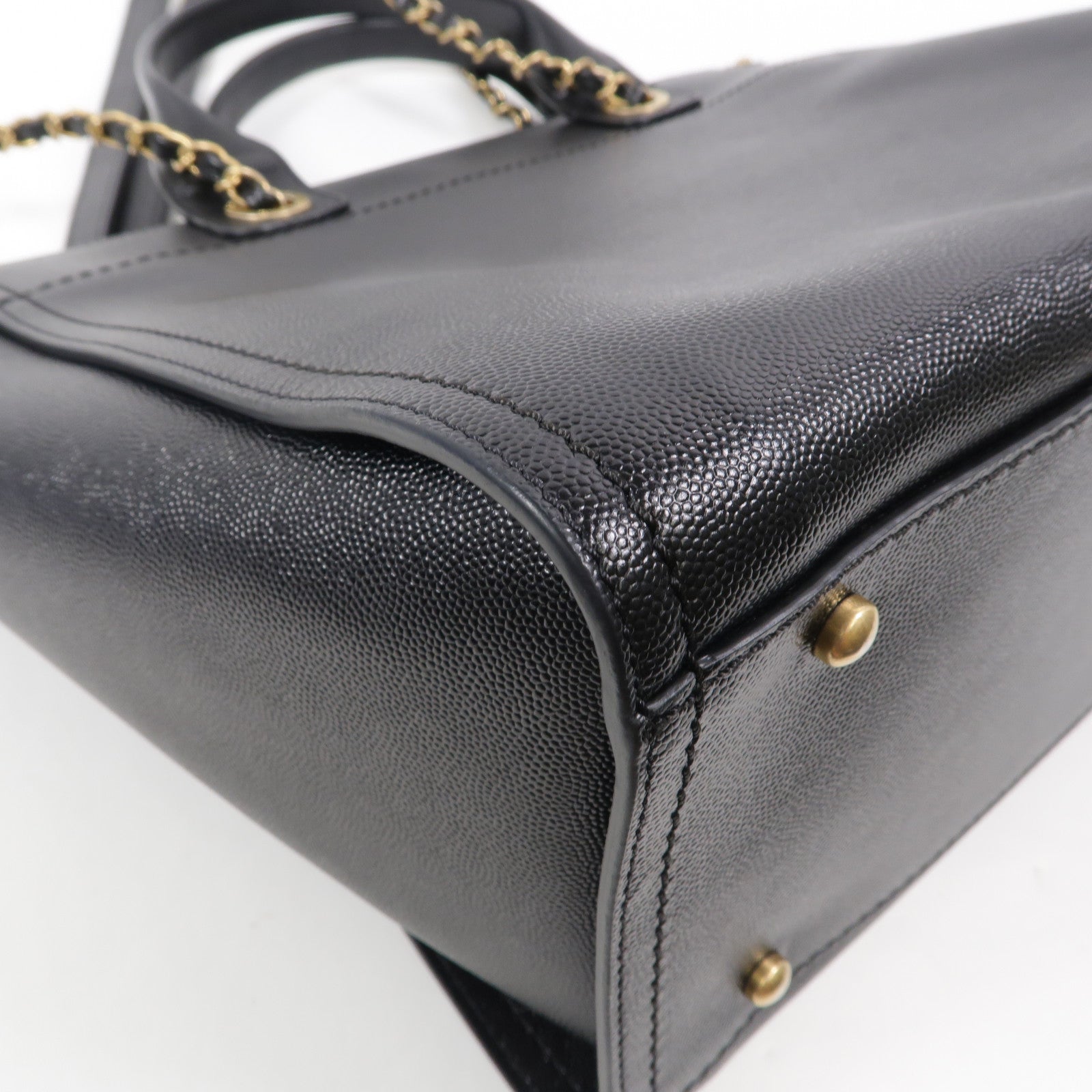 CHANEL 牛皮皮革Deauville Tote鏈帶手挽肩背兩用袋