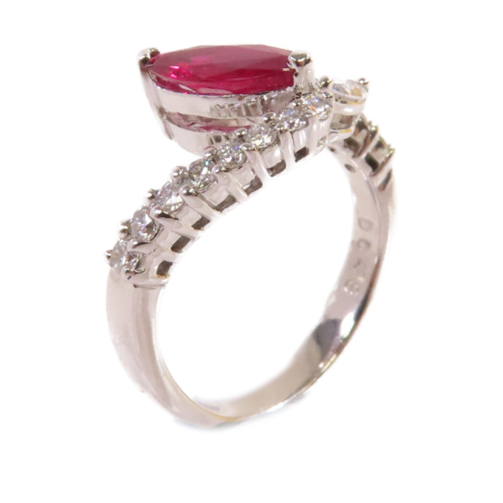 JEWELRY 18K白金/0.84ct紅寶石/0.48ct鑽石Ruby Ring戒指US#5.5
