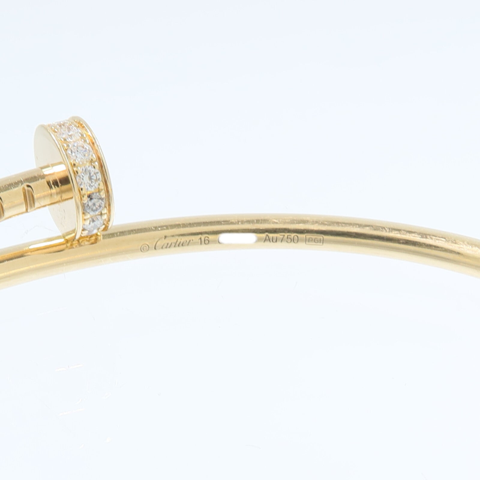 CARTIER 18K黃金Juste Un Clou Bracelet鑽石手鐲