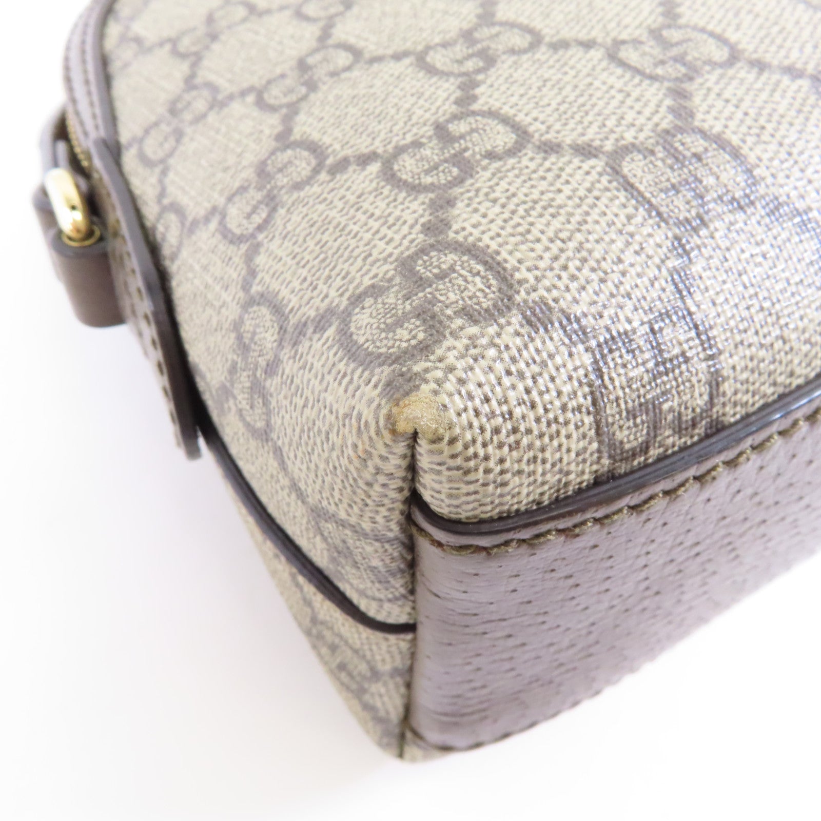 GUCCI 塗層帆布Shoulder Bag金扣肩背袋棕色