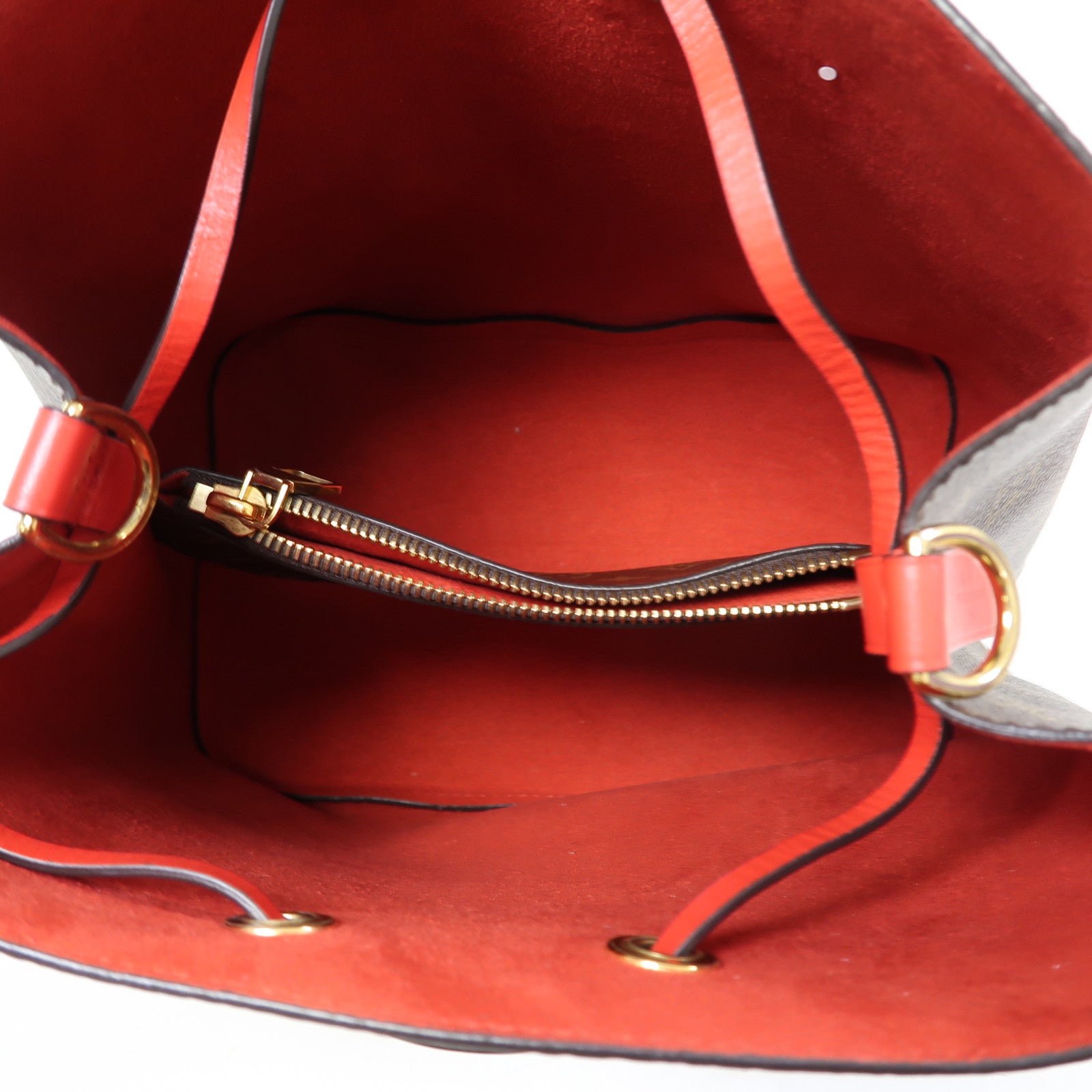 LOUIS VUITTON Monogram Neo Noe MM金扣肩背袋啡色/紅色