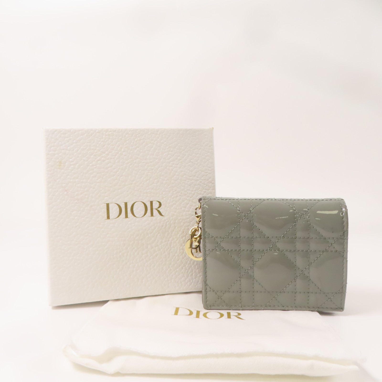 Dior 漆皮皮革Wallet金扣錢包綠色