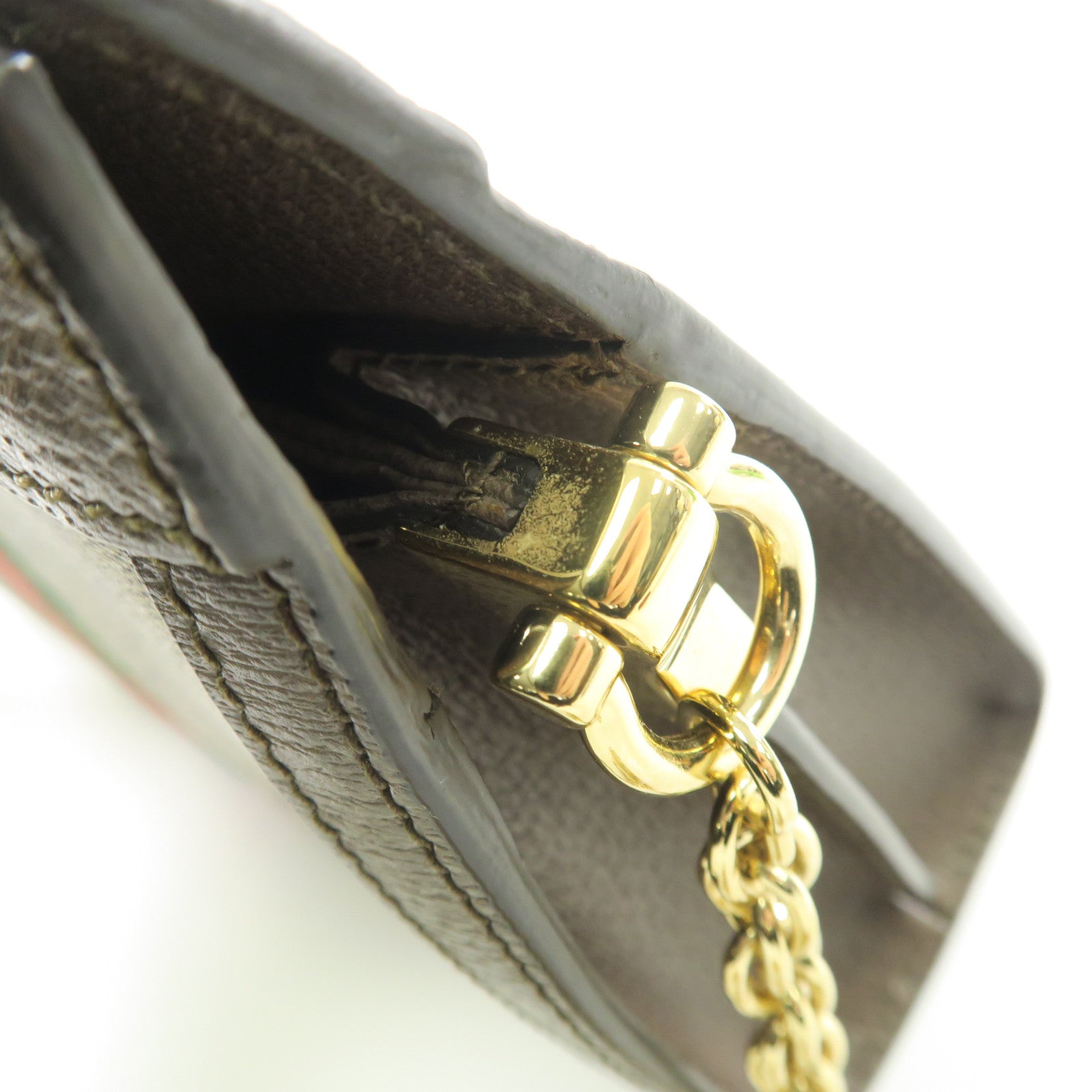 GUCCI 塗層帆布Ophidia金扣鏈帶肩背袋啡色