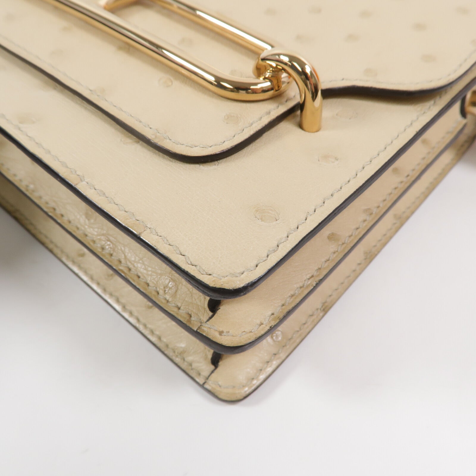 HERMES Ostrich皮革Roulis Mini肩背袋Nata