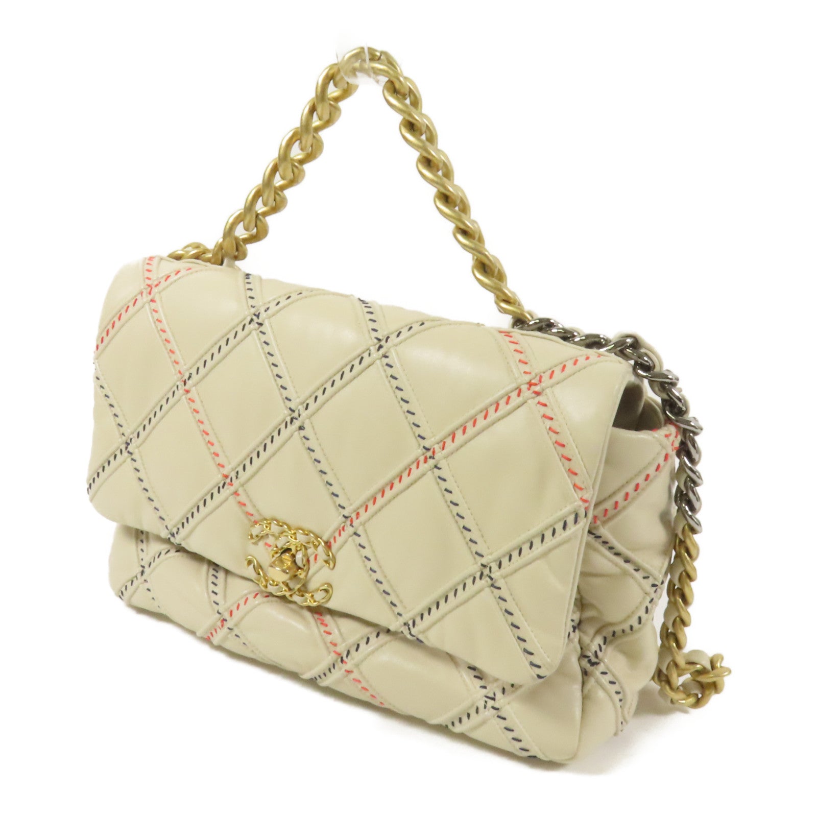 CHANEL 羊皮皮革19 Medium鏈帶手挽肩背兩用袋