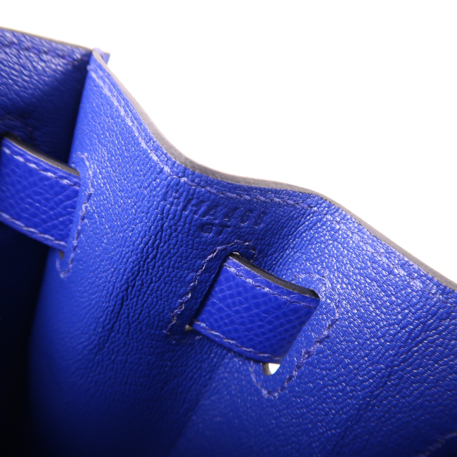 HERMES Epsom皮革Kelly 28銀扣手挽肩背兩用袋7T Bleu Electrique