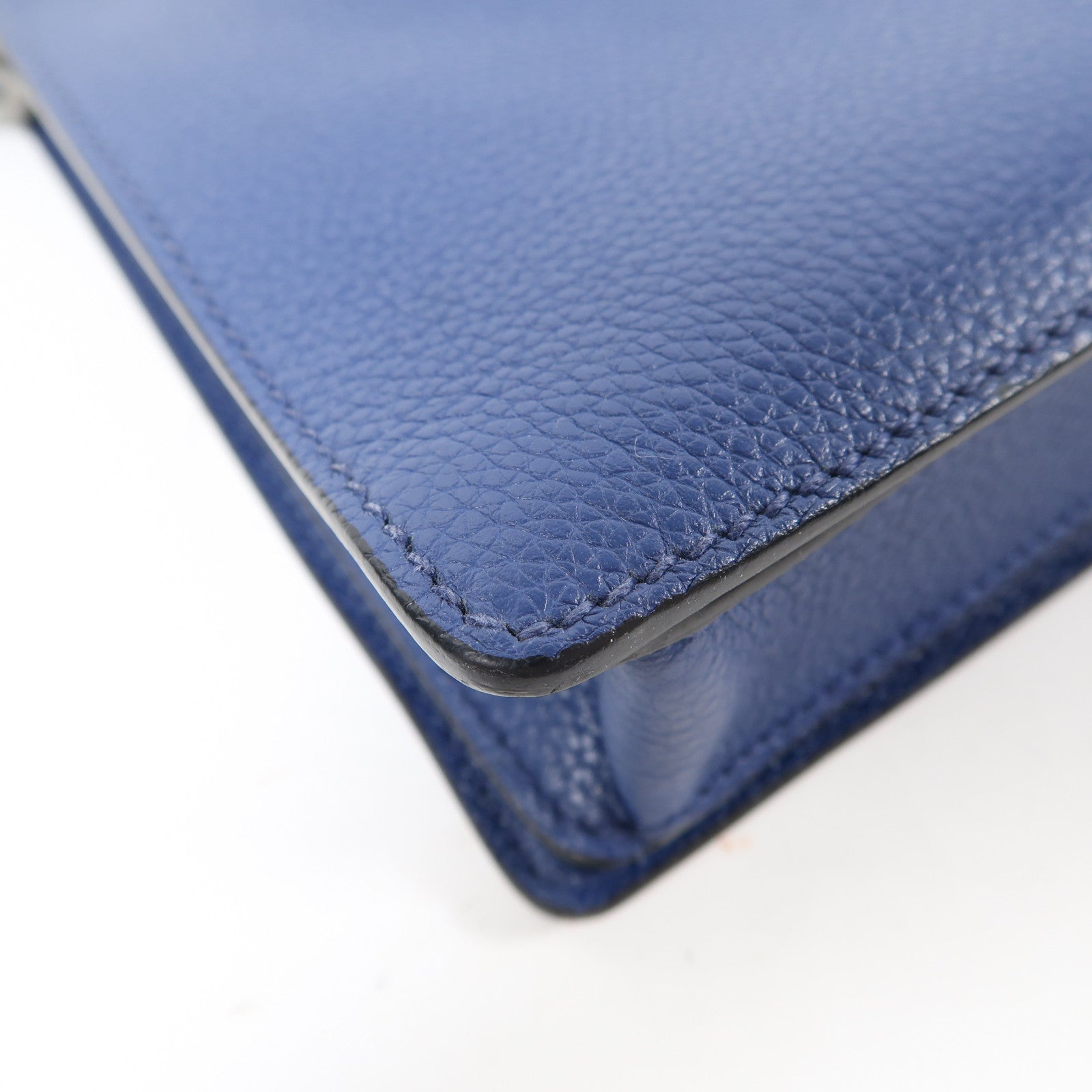 PRADA 牛皮皮革Clutch Bag銀扣手拿包藍色
