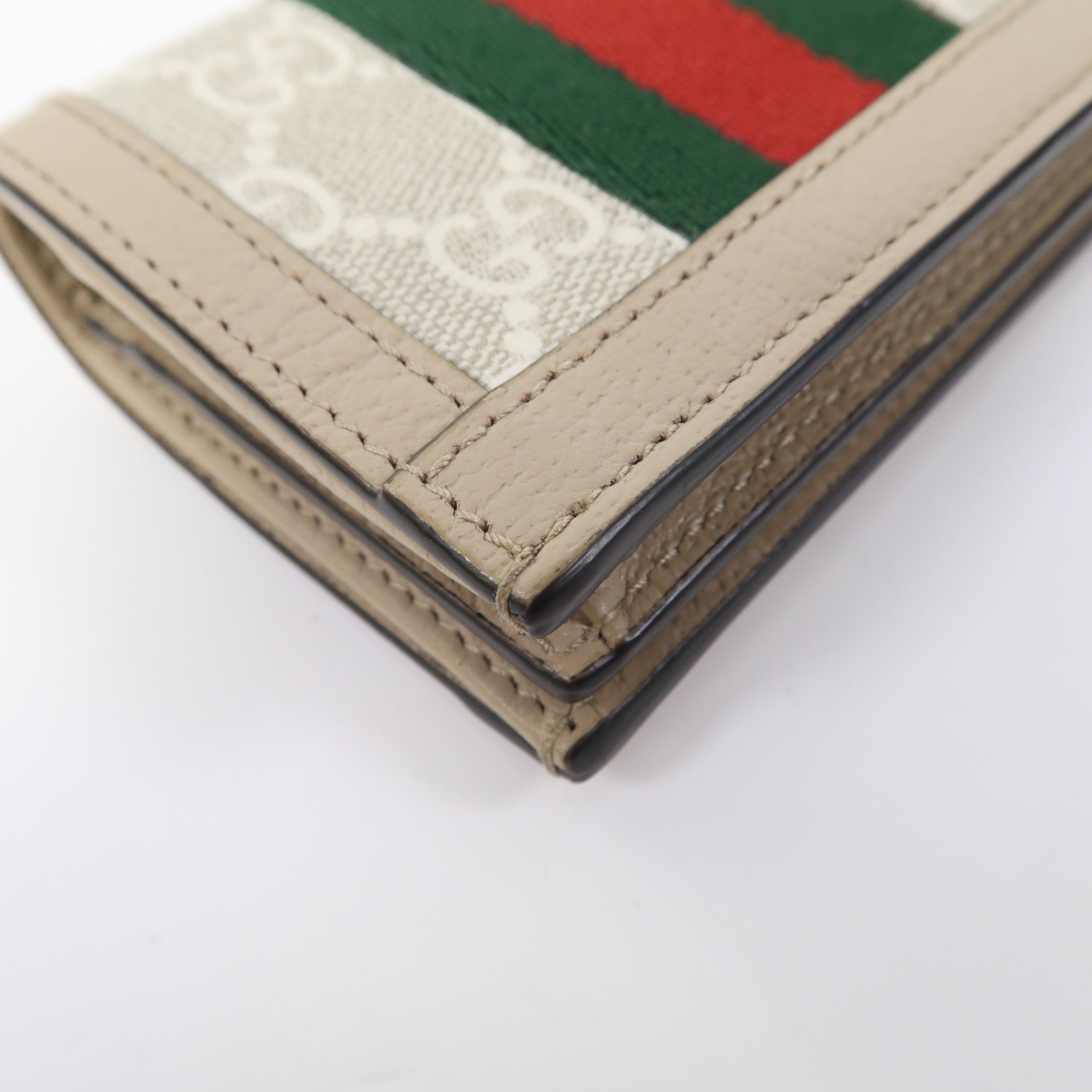 GUCCI 塗層帆布Ophidia GG Wallet金扣錢包米色/白色