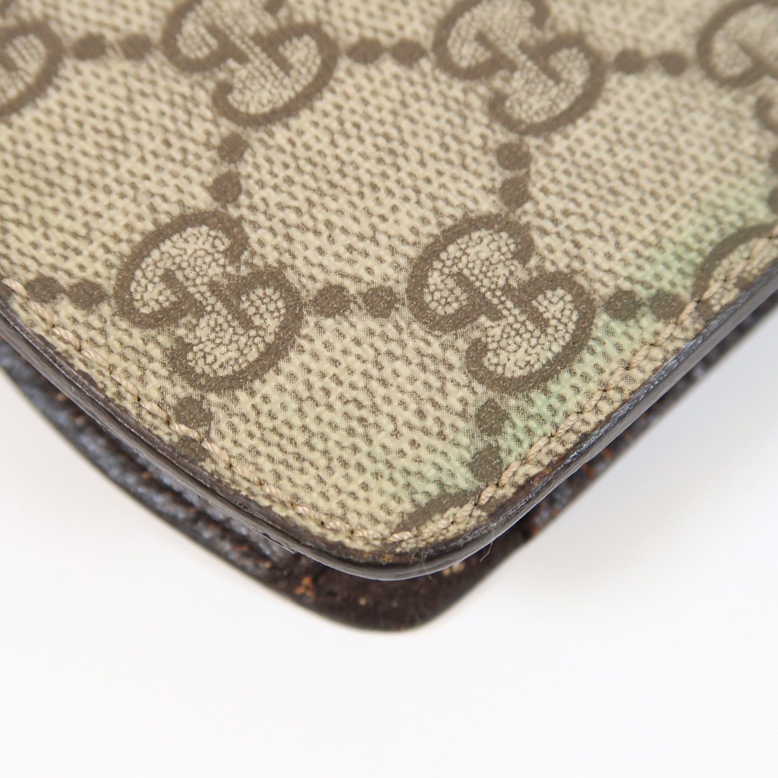 GUCCI 塗層帆布Phone Holder銀扣手機套棕色