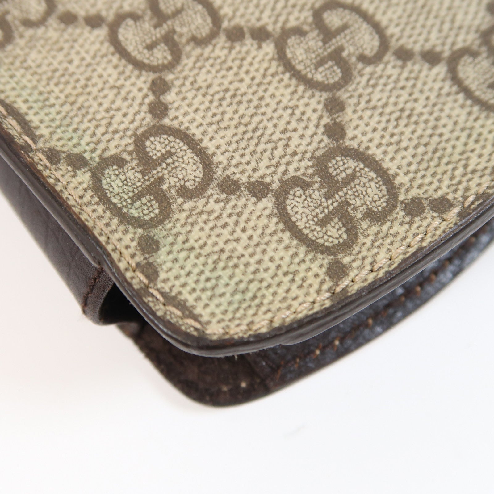 GUCCI 塗層帆布Phone Holder銀扣手機套棕色